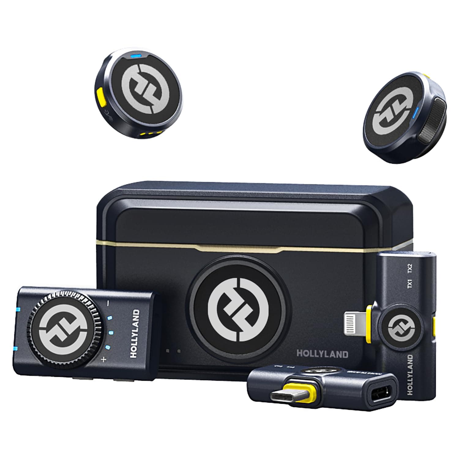 Hollyland Lark M2 Wireless Microphone para sa iPhone/Kamera/Android/PC, 48kHz/24-bit High Fidelity Audio, 300m Saklaw, Noise Cance