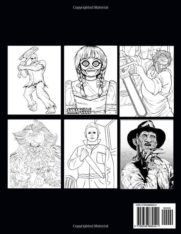 Horror Coloring Book: The Scariest Monsters and Notorious Villains from Classic and Modern Horror Movies – The Ultimate Halloween and Christmas Gift ... Adults and Kids to Unwind and Relieve Stress - Image 3