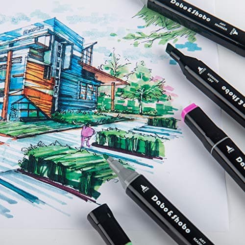 Dabo&Shobo 60 Color Alcohol Marker Pens, Bright Permanent Markers For Coloring, Markers For Adults Coloring Book, Wide Chisel And Fine Tip, Dual Tip Design Equipped with Black Suitcase - Image 7