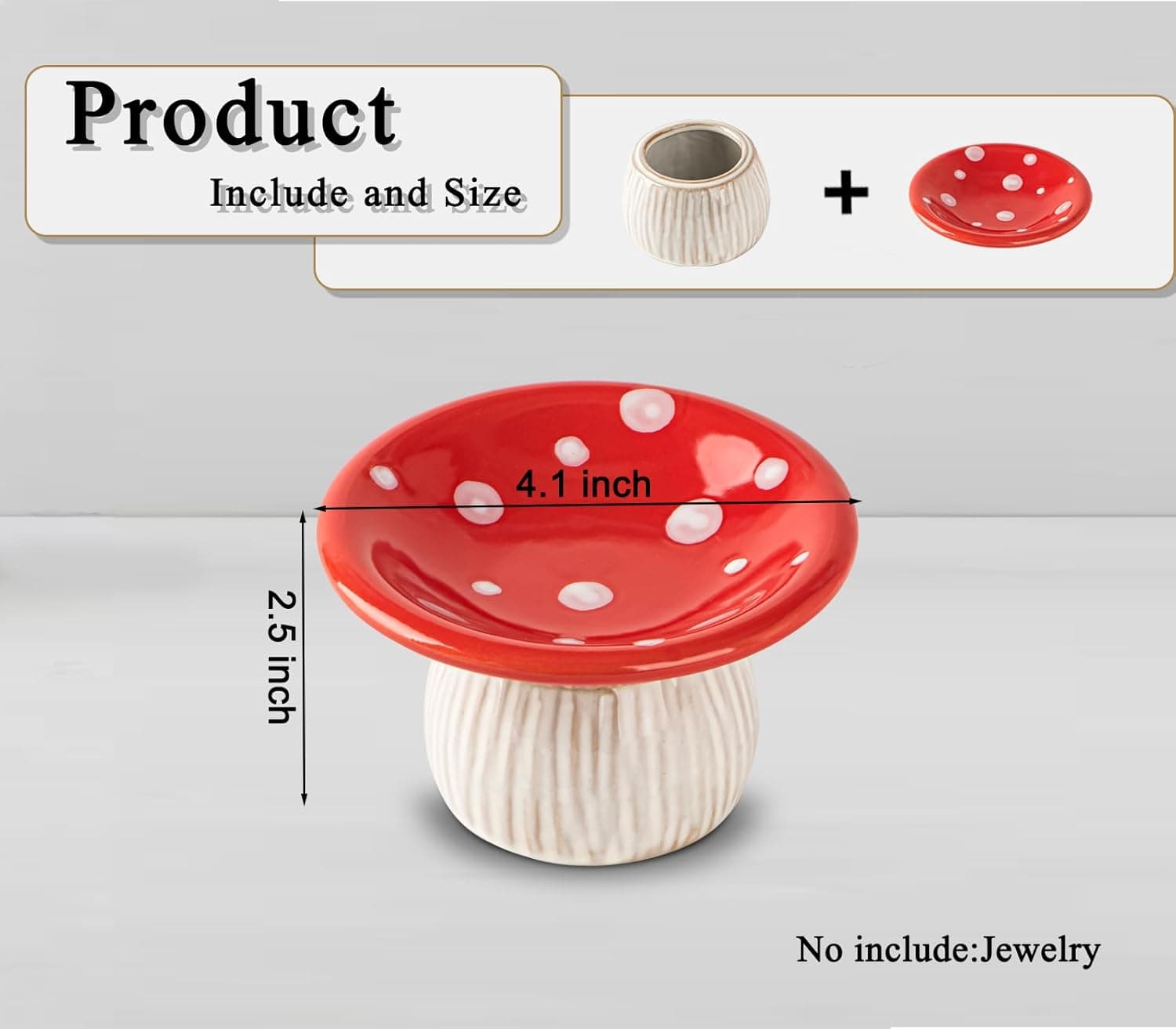 Mushroom Ring Holder Jewelry Tray Red Dish Ceramic Trinket Storage Jar Mini Engagement Ring Holder - Image 6