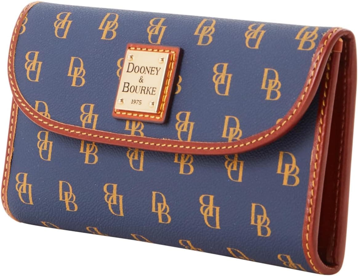 Dooney & Bourke Wallets for Women, Large Leather Trifold Gretta Continental Clutch Purse Credit Card Holder Navy - Image 3