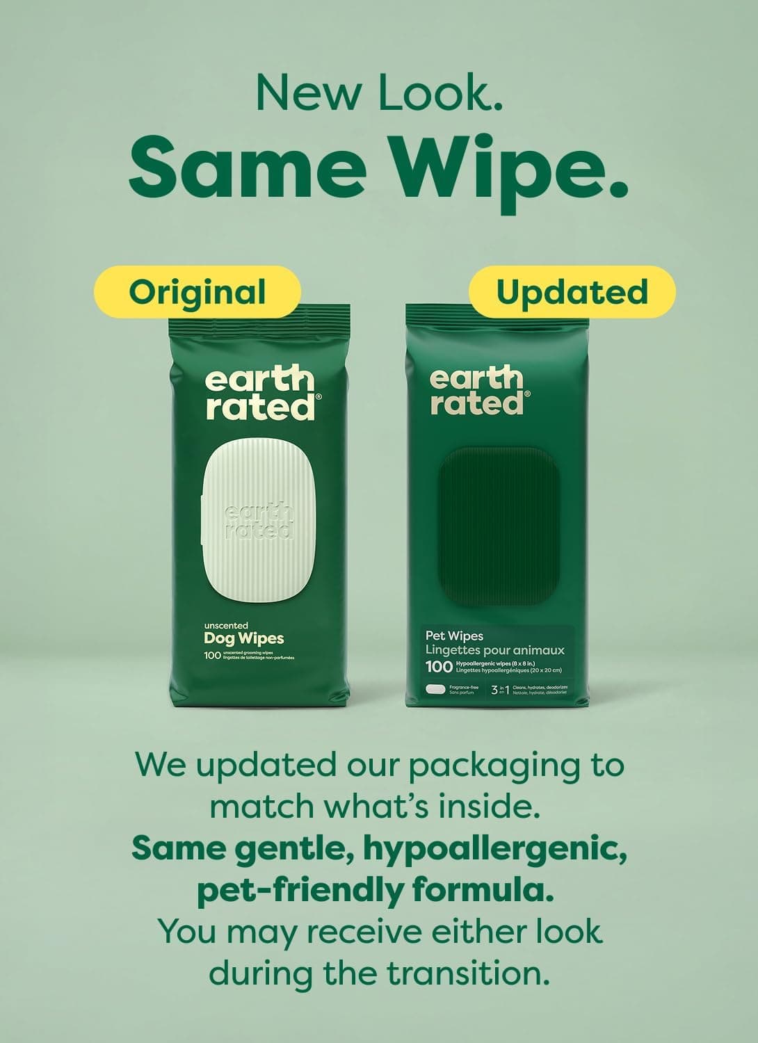 Earth Rated Pet Wipes for Dogs and Cats, Hypoallergenic, Cleaning and Hydrating, for Grooming Paws, Body and Butt, Unscented, 100 Count 100 Grooming Wipes Unscented - Image 2