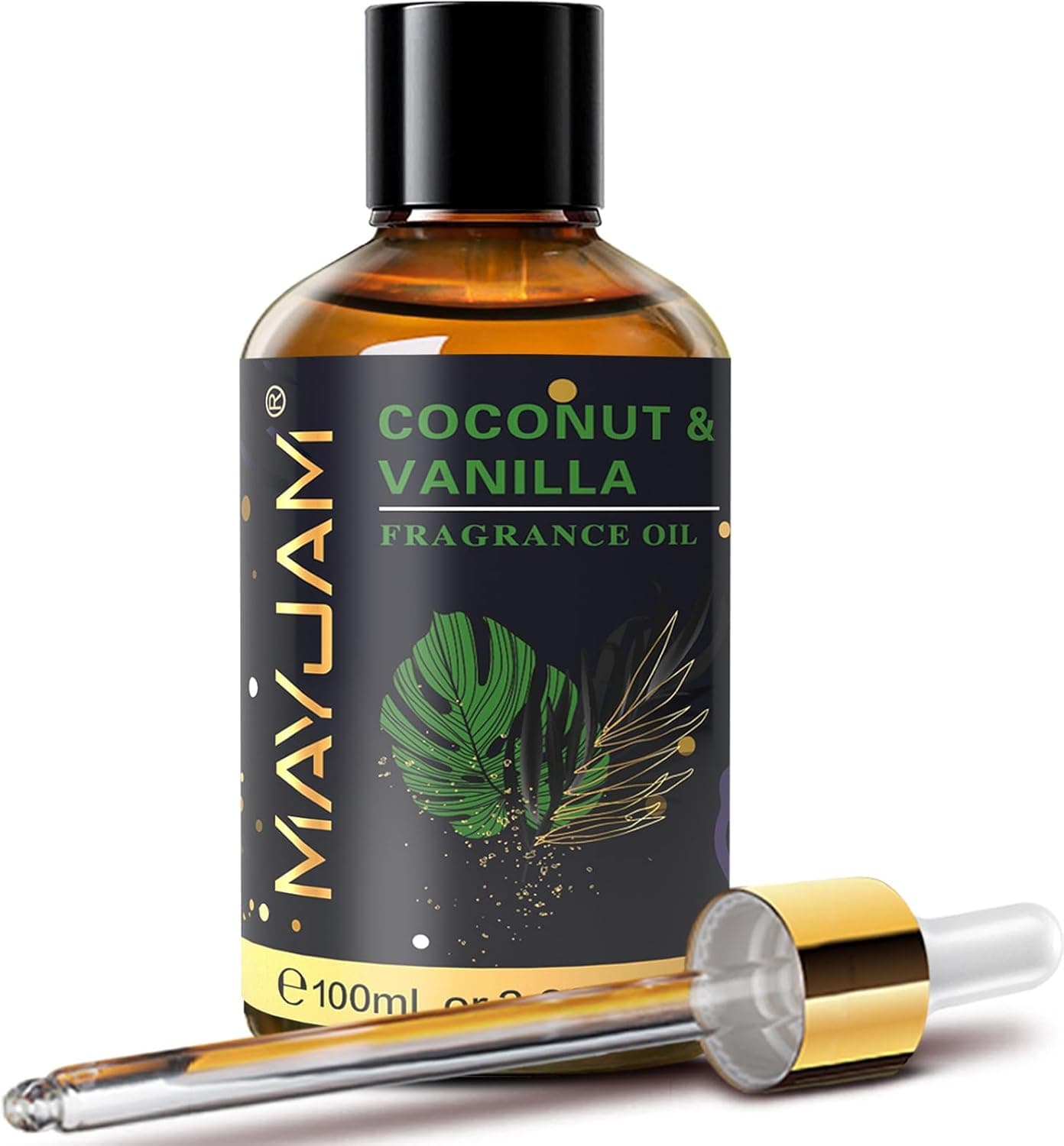 MAYJAM 100ML/3.38FL.OZ Aceites Aromáticos de Coco y Vainilla con Cuentagotas de Vidrio, Aceites Esenciales para Difusores para el Hogar, Aceites Aromatizantes de Larga Duración para Hacer Jabones y Velas Coco y Vainilla 3.38 Fl Oz (Paquete de 1) - Image 2