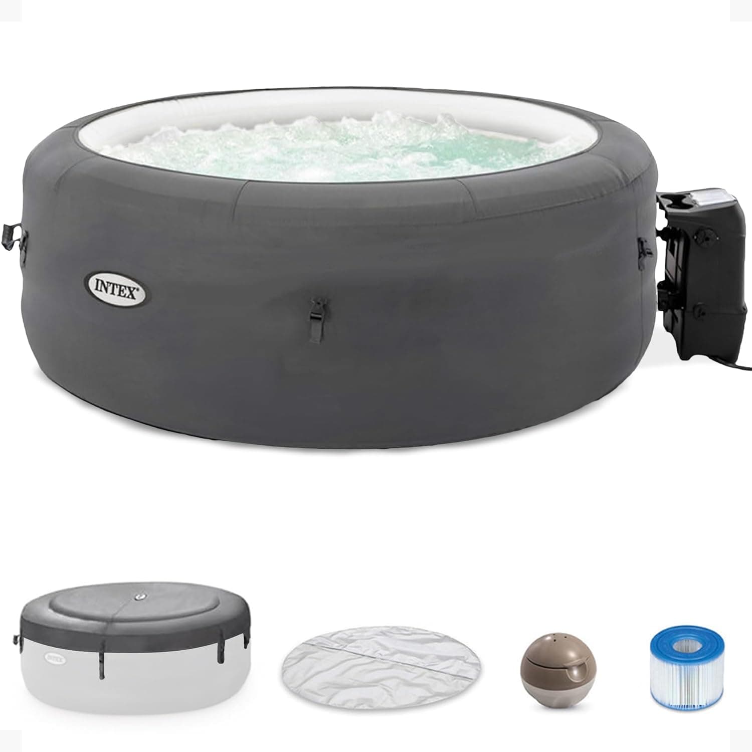 INTEX 28483E SimpleSpa Inflatable Hot Tub 4 Person Bubble Massage Spa: Includes Insulated Cover – Built-in QuickFill Inflation – Soothing Jets – 77" x 26" - Image 2