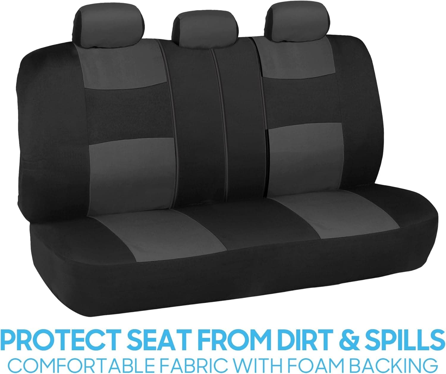 BDK PolyPro Car Seat Covers Full Set in Charcoal on Black – Front and Rear Split Bench for Cars, Easy to Install Cover Set, Accessories Auto Trucks Van SUV Charcoal Gray - Image 7