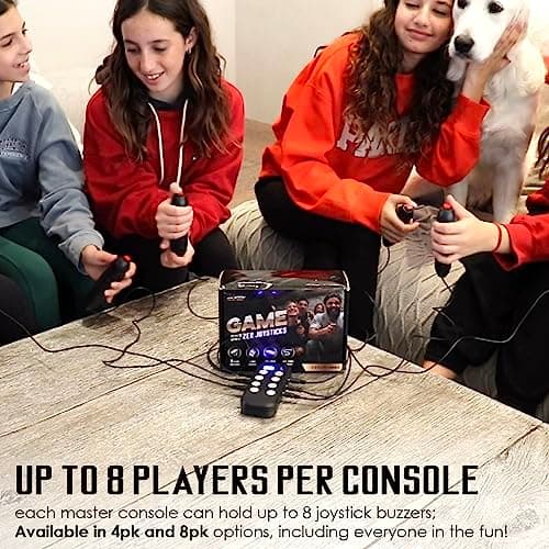 Digital Energy Handheld Game System - Console Displays First Buzz-in - Great for Jeopardy, Family Feud, Trivia and Buzzer Games - Console with 4 Joystick Buzzers - Image 8