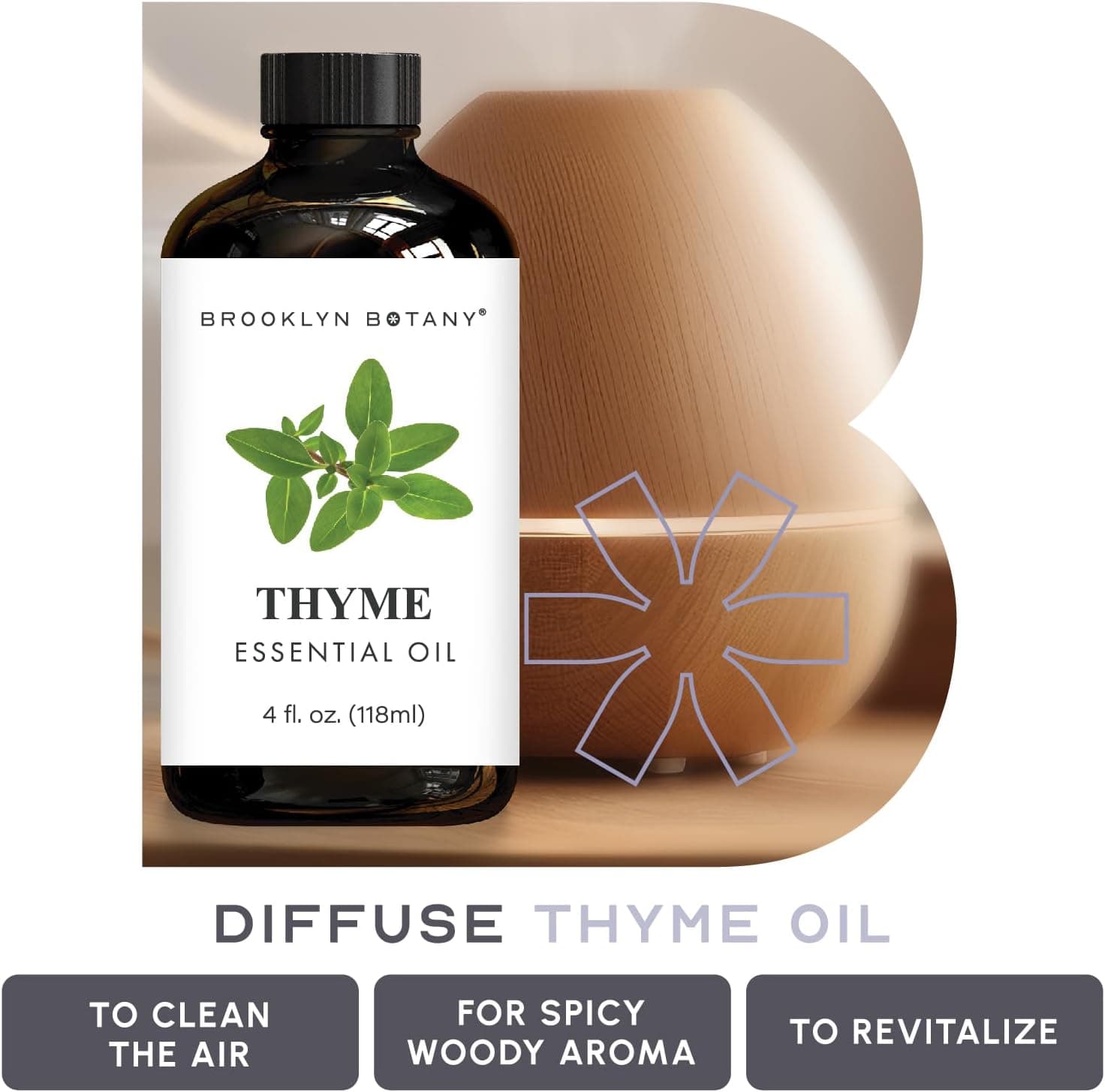 Brooklyn Botany Thyme Essential Oil - Huge 4 Fl Oz - 100% Pure and Natural - Premium Grade with Dropper - for Aromatherapy and Diffuser Thyme 4 Fl Oz (Pack of 1) - Image 5