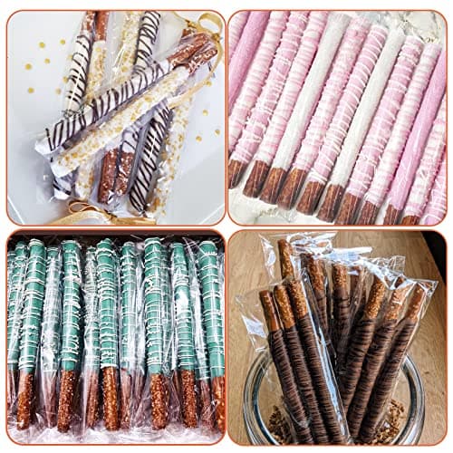 SUREHOME Pretzel Rod Bags 200 Pcs 2x8 In Clear Self Sealing Cellophane Bags for Chocolate Covered Pretzel Stick Individual Resealable Plastic Cello Bag for Party Favors Candy Treats Popsicle Packaging - Image 4