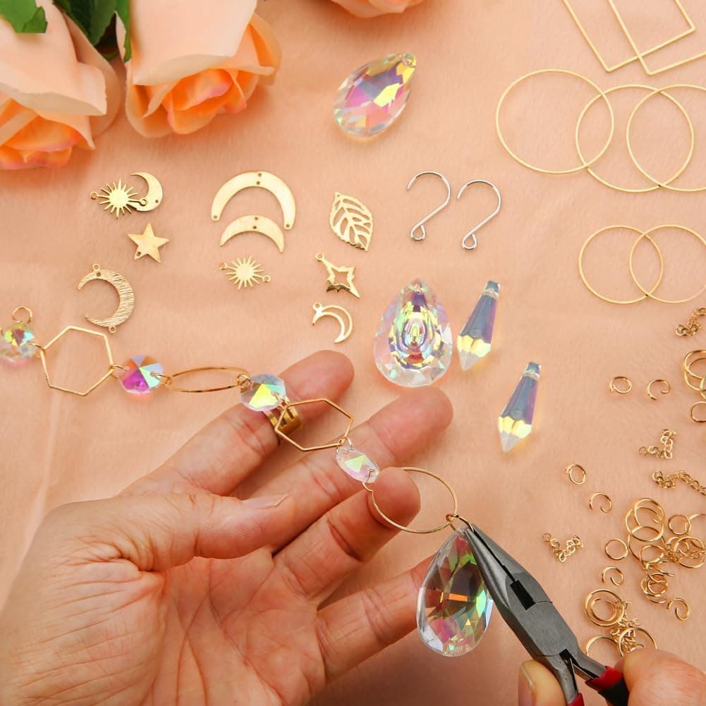 DIY Suncatchers, 400 pcs Sun Catchers Making Supplies Kit Art and Crafts for Adults Prism Hanging Decorative Suncatcher with Crystals Rainbow Maker for Indoor Windows Office Home Decor - Image 8