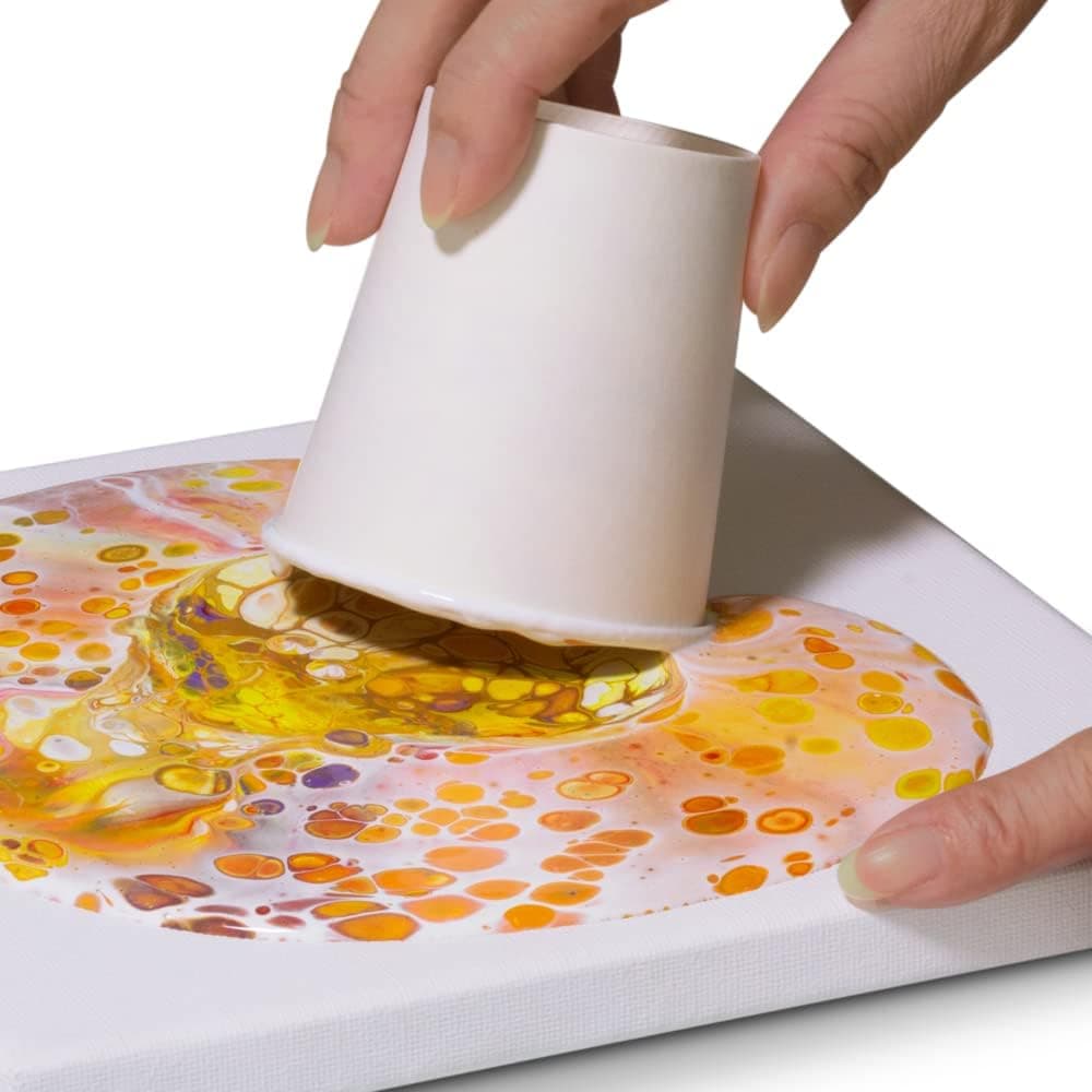 All in One Cell Effect Pouring Paint - No Need to add Silicone Oil for Perfect Cell Acrylic Paint - Easy To Use For Fluid Art, Splatter Paint and Cell Painting of Stretched Canvas, Wood, Rocks, Crafts and More - Premix 8oz Bottles (White) - Image 8