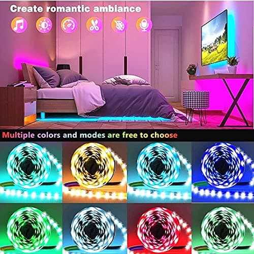 Tenmiro Led Lights for Bedroom 100ft (2 Rolls of 50ft) Music Sync Color Changing Strip Lights with Remote and App Control RGB Strip, for Room Home Party Decoration - Image 8