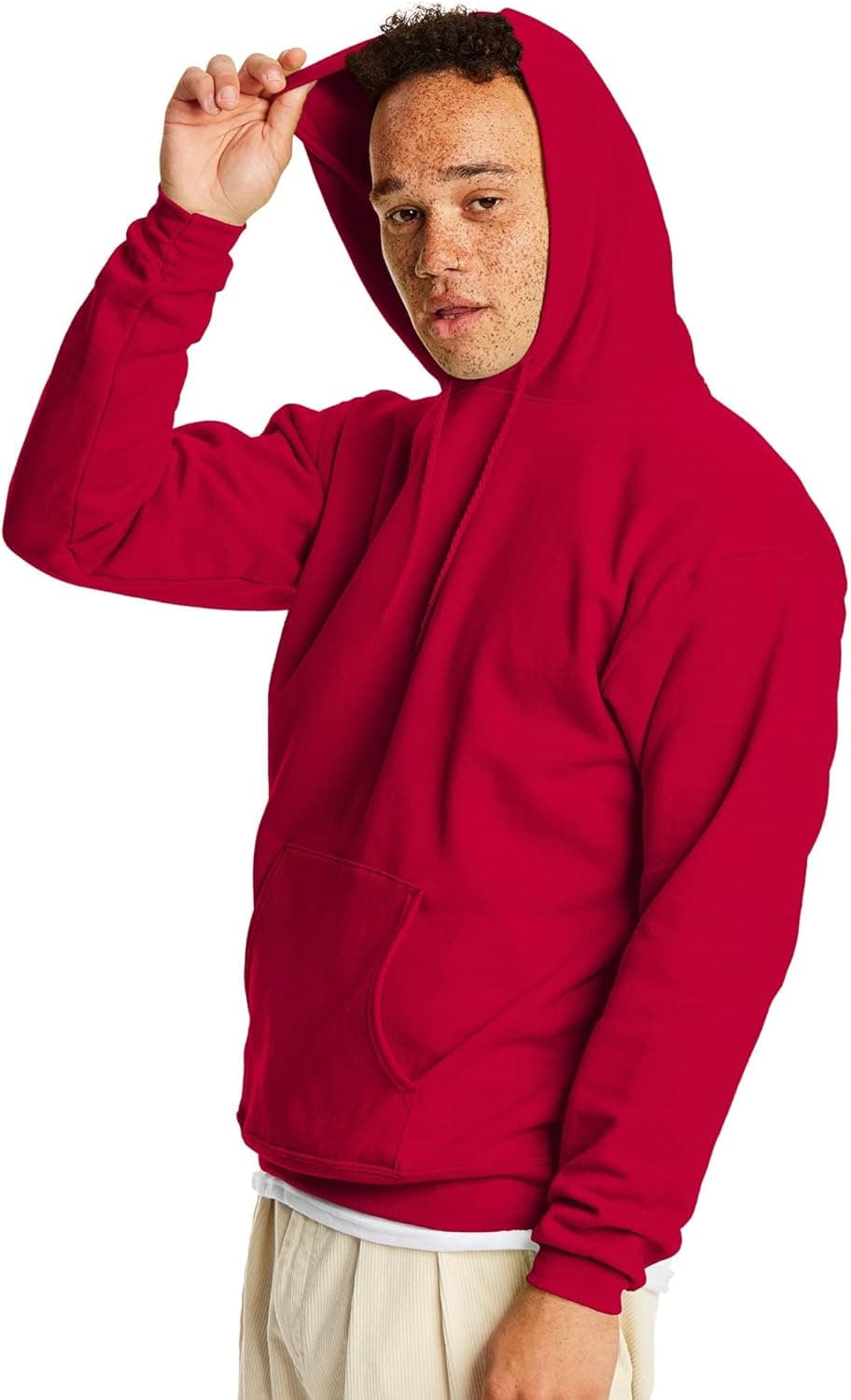 Hanes Men's EcoSmart Fleece Hoodie Sweatshirt X-Large Deep Red - Image 5