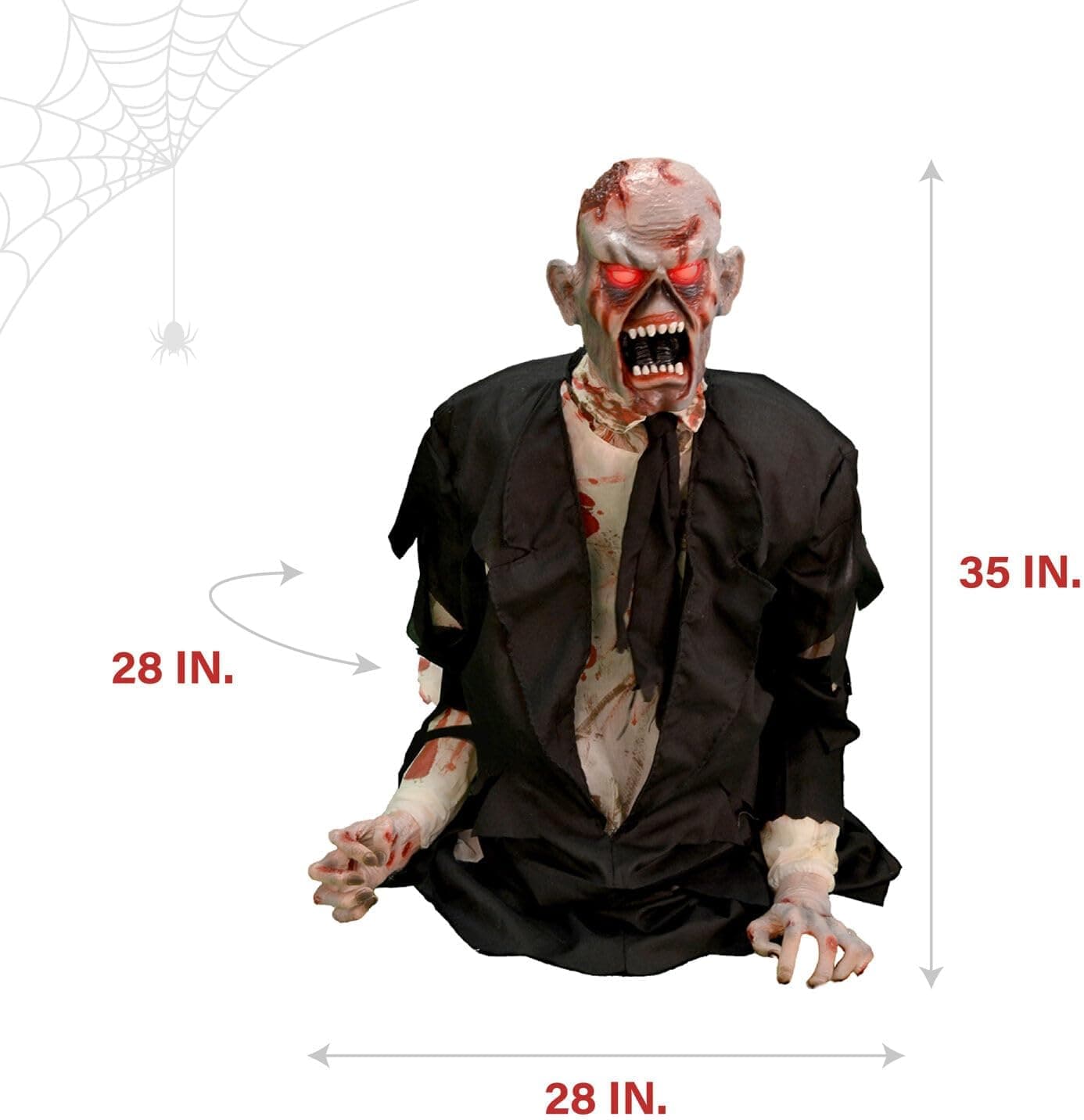 Haunted Hill Farm Damien by Tekky, Battery-Operated, Motion and Sound Activated Animatronic Zombie with Sound Effects and Lights for Indoor or Covered Outdoor Creepy Halloween Decoration 35" Animated Damien - Image 6