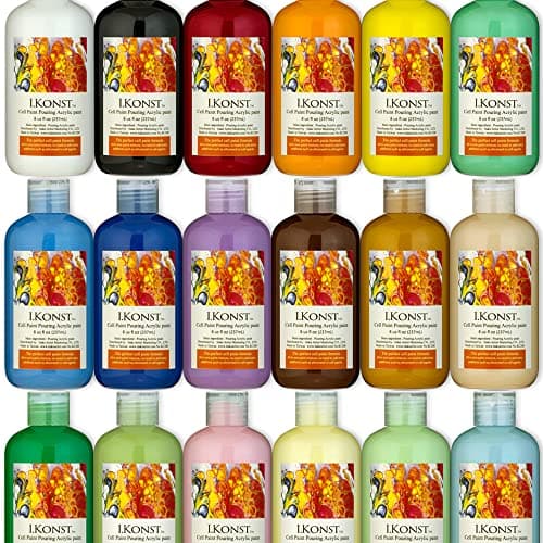 I.KONST All in One Cell Effect Pouring Paint - No Need to add Silicone Oil for Perfect Cell Acrylic Paint - Easy To Use For Fluid Art, Splatter Paint and Cell Painting of Stretched Canvas, Wood, Rocks, Crafts and More - Premix 8oz Bottles (White) - Image 9