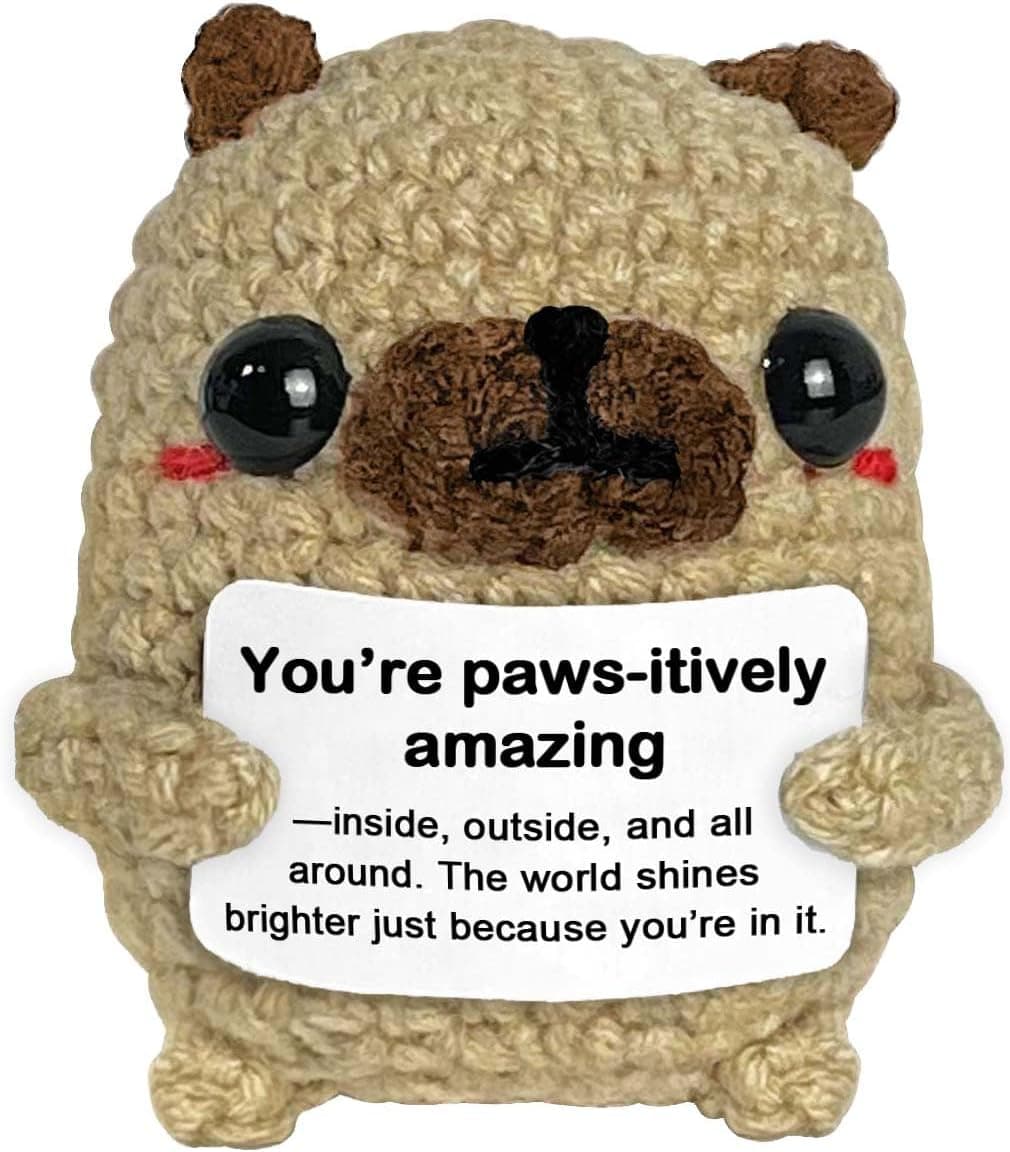 Pug Gifts for Pug Lovers, Cute Positive Animals Crochet Dog Decor, Encouragement Inspirational Appreciation Thank You Gift for Friends, Coworkers, Women, Men Amazing - Image 2