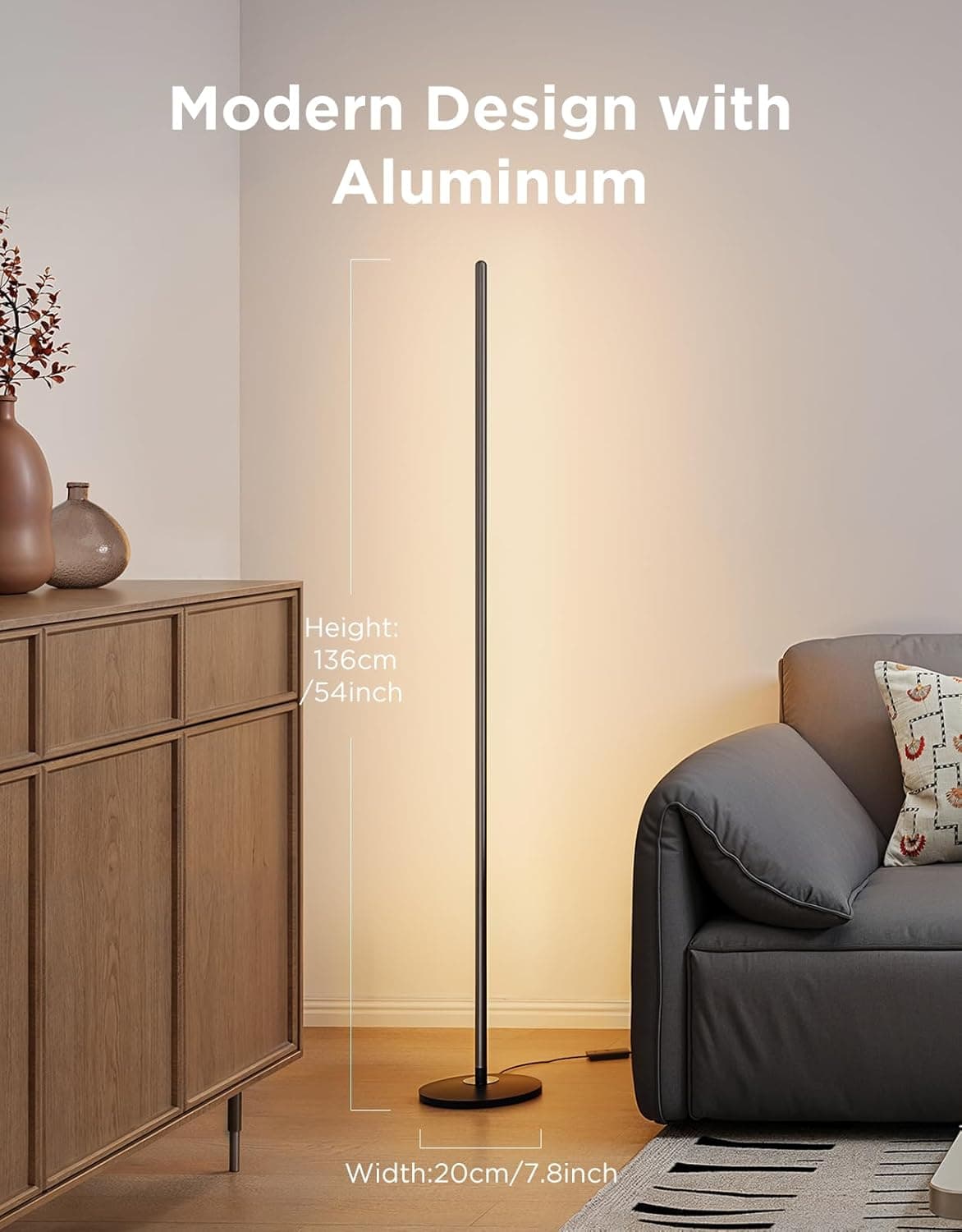 Govee RGBIC Floor Lamp Basic, LED Corner Lamp Works with Alexa, 1000 Lumen Smart Modern Floor Lamp with Music Sync and 16 Million DIY Colors, Color Changing Standing Lamp for Bedroom Living Room Black - Image 9