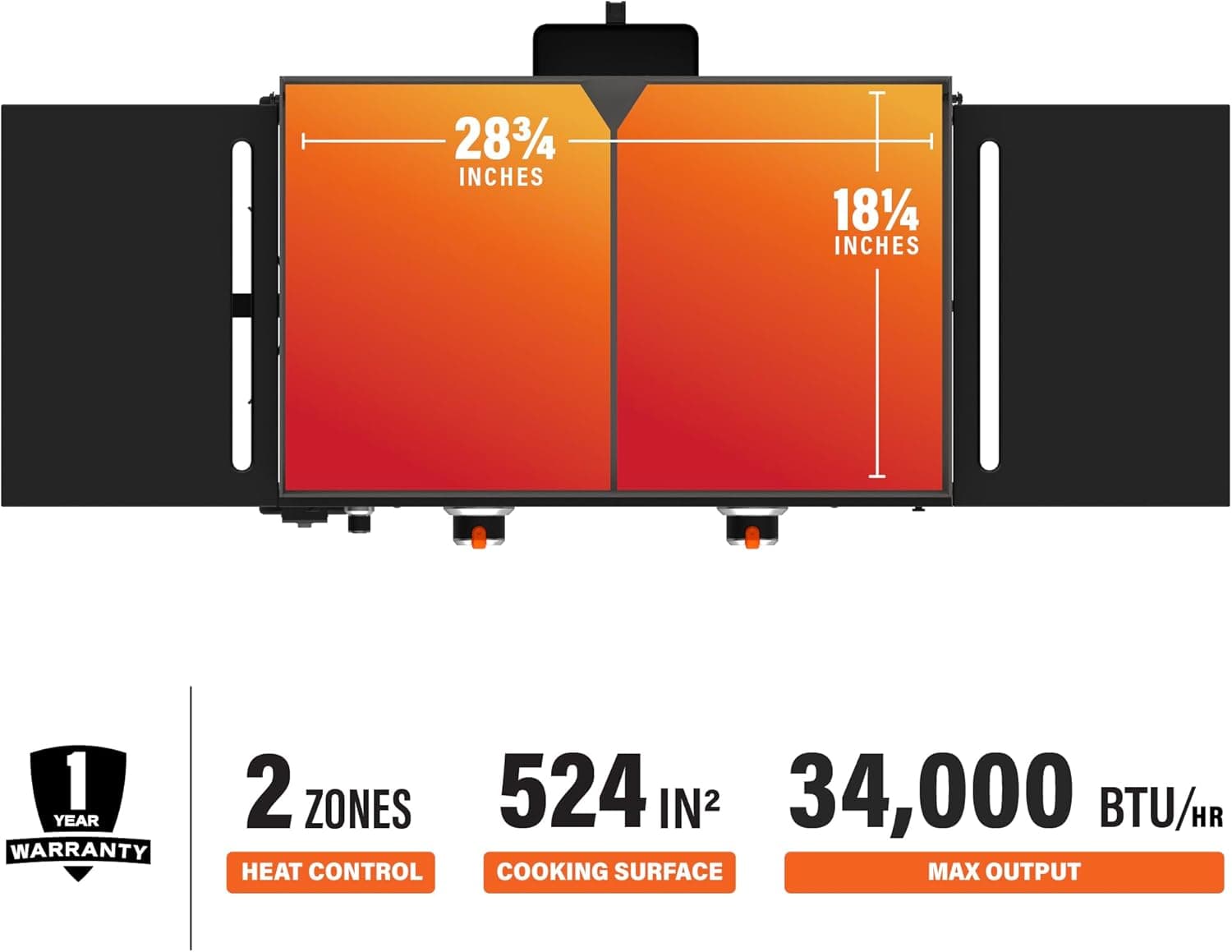 Blackstone 1883 Original 28” Griddle with Integrated Protective Hood and Counter Height Side Shelves, Powder Coated Steel, Black 2024 Model Griddle Only W/Hood - Image 6