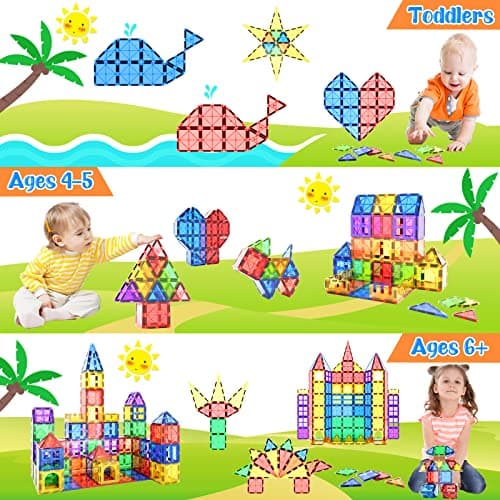Magnetic Tiles Kids Toys STEM Magnet Toy for Toddler Magnetic Blocks Building Preschool Learning Sensory Montessori Toys for 3+ Year Old Boys and Girls, Safe Creativity Toddler Kids Toy 40PCS - Image 3
