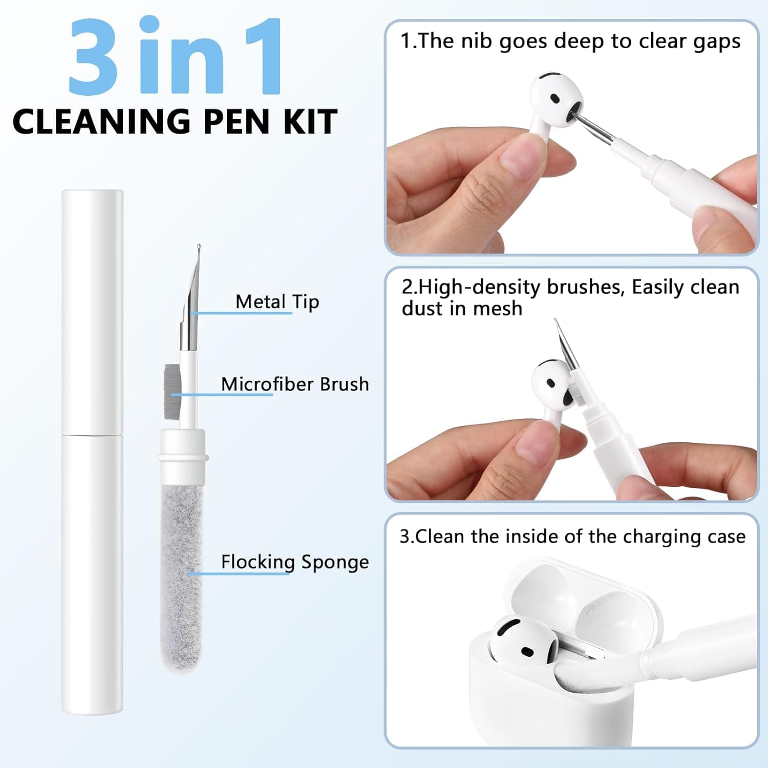 for Airpods 4th Generation Case Cover(2024),Soft Silicone Full Protective Case for AirPods 4 Case with Keychain & Cleaner Kit,Compatible with Apple Airpods 4 for Women,Men（Lightpink） - Image 4