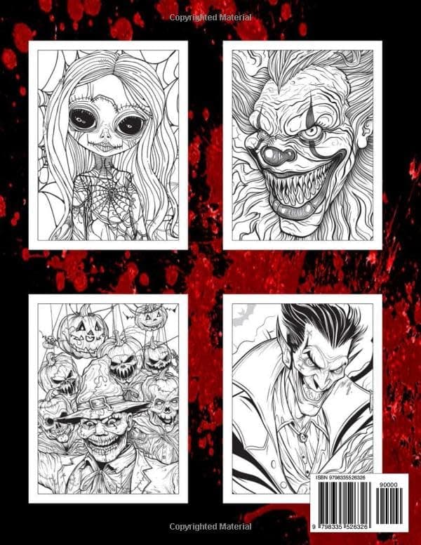 Horror Halloween Coloring Book Adults: 50 Interesting Coloring Pages With Dolls, Creepy Clown, Death... And More | Unleash For Creative | Perfect Gifts - Image 3