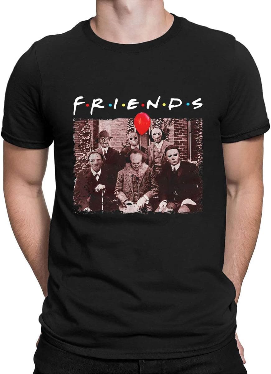 Horror Friends Halloween Shirts for Men Funny Scary Graphic Short Sleeve Fall Tee Blouse XX-Large Black Men - Image 2