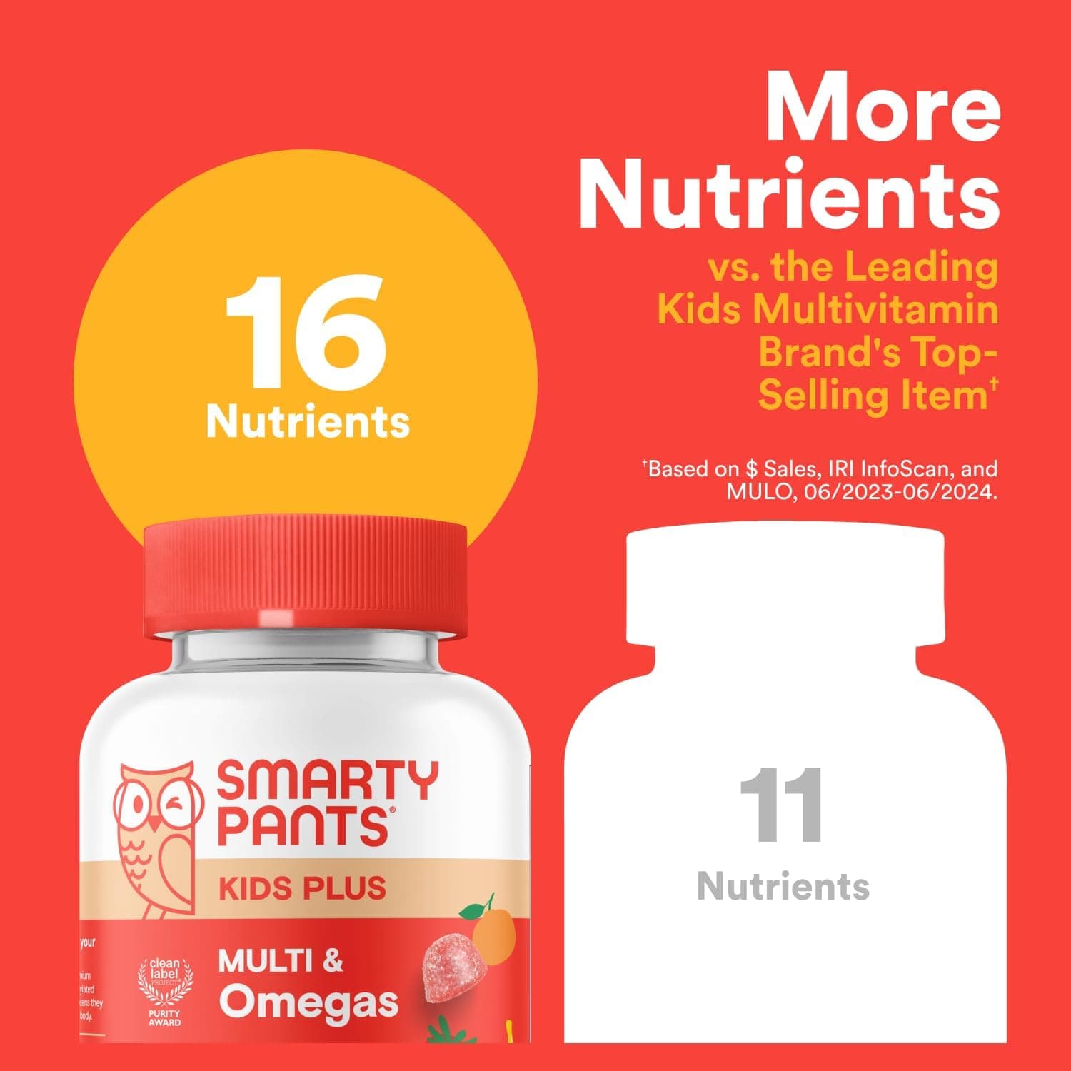 SmartyPants Kids Multivitamin Gummies - Fórmula Mejorada: Omega 3 (DHA/EPA), Vitaminas D3, C, B12, B6, Vitamina A, K y Zinc, Sin Gluten, Tres Sabores Frutales, 60 Conteo (Suministro de 30 Días) Tres Frutas NUEVO 1 Conteo (Paquete de 1) - Image 7