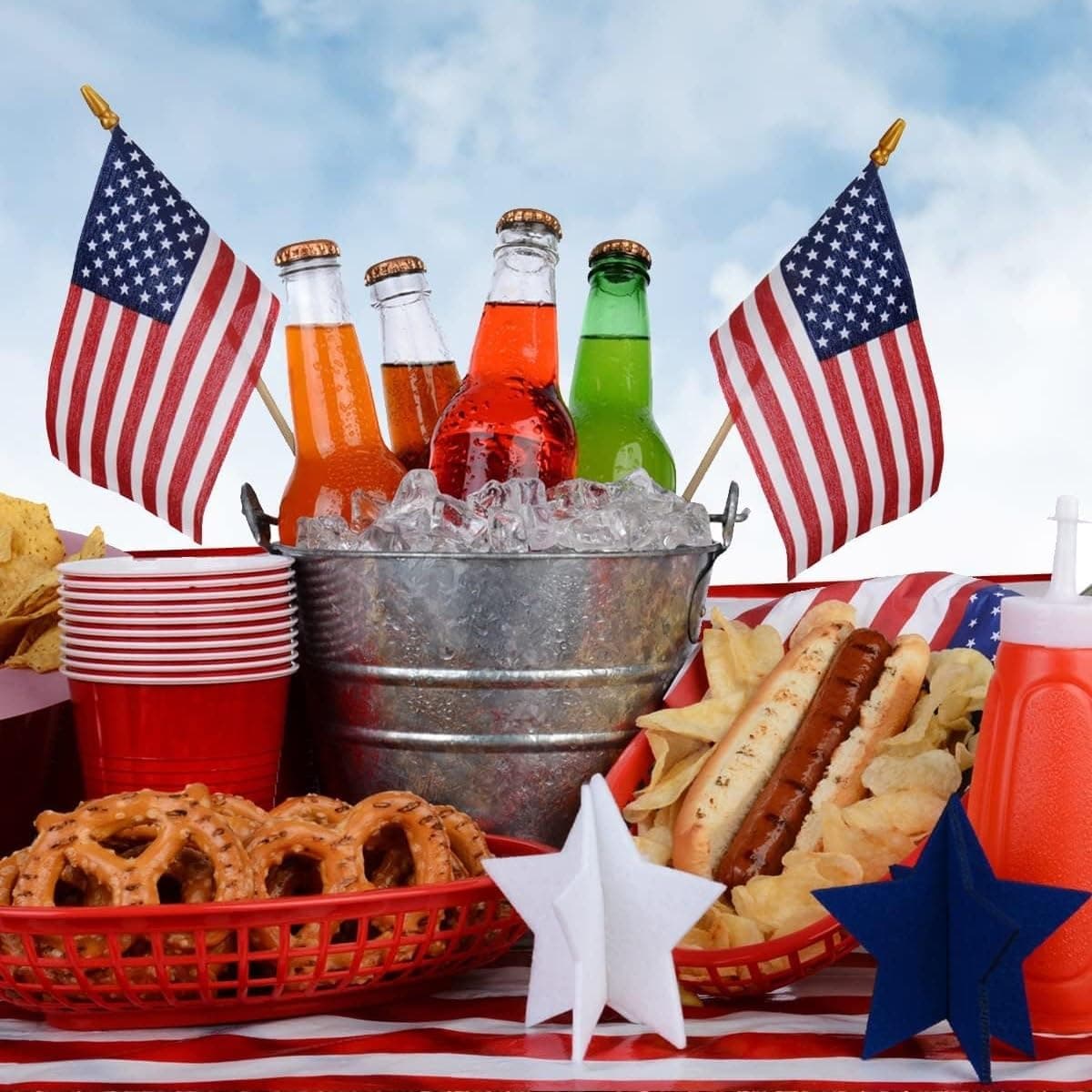 12 Pack Small American Flags on Stick Small US Flags/Mini American Flags for Outside 4x6 Inch American Hand Held Stick Flags with Kid-Safe Spear Top, Patriotic Veterans Day Decorations, 4th of July Decorations 4×6 Inch (Red) - Image 7