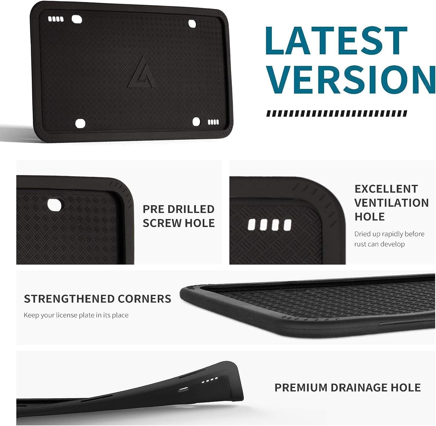 Aujen 硅胶车牌框 黑色，2个装汽车车牌框，通用美国黑色车牌支架 - Image 4