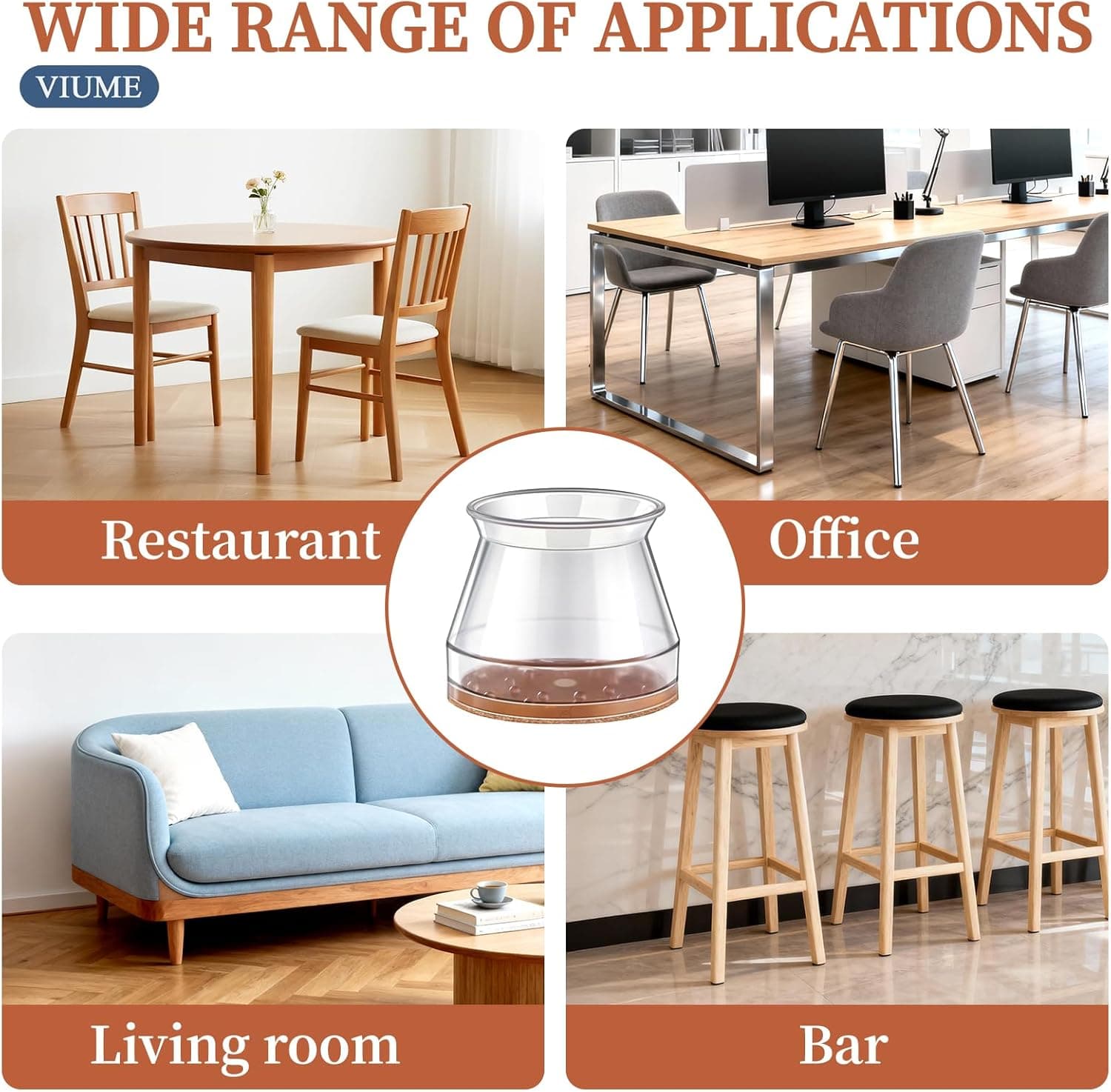 24 Pcs Chair Leg Floor Protectors for Hardwood Floors Silicone Covers Felt Pads Furniture Leg Caps Anti-Scratch Reduce Noise Fit (1-5/16" to 2") Universal L Clear-24pcs - Image 7