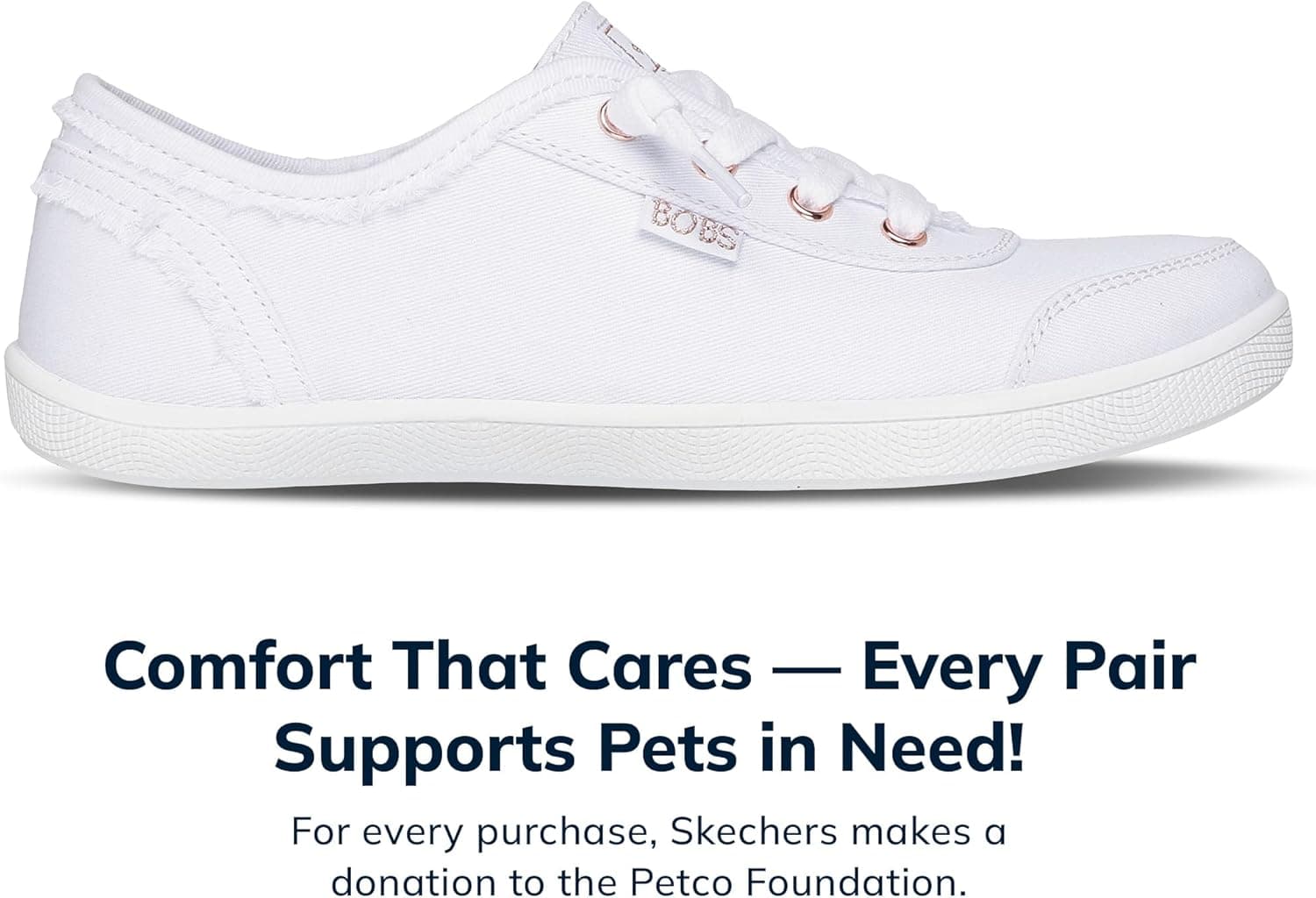 Skechers Women's Bobs B Cute Sneaker – Memory Foam, Flexible Outsole, Lightweight Vegan Shoes 7 Wide White - Image 3