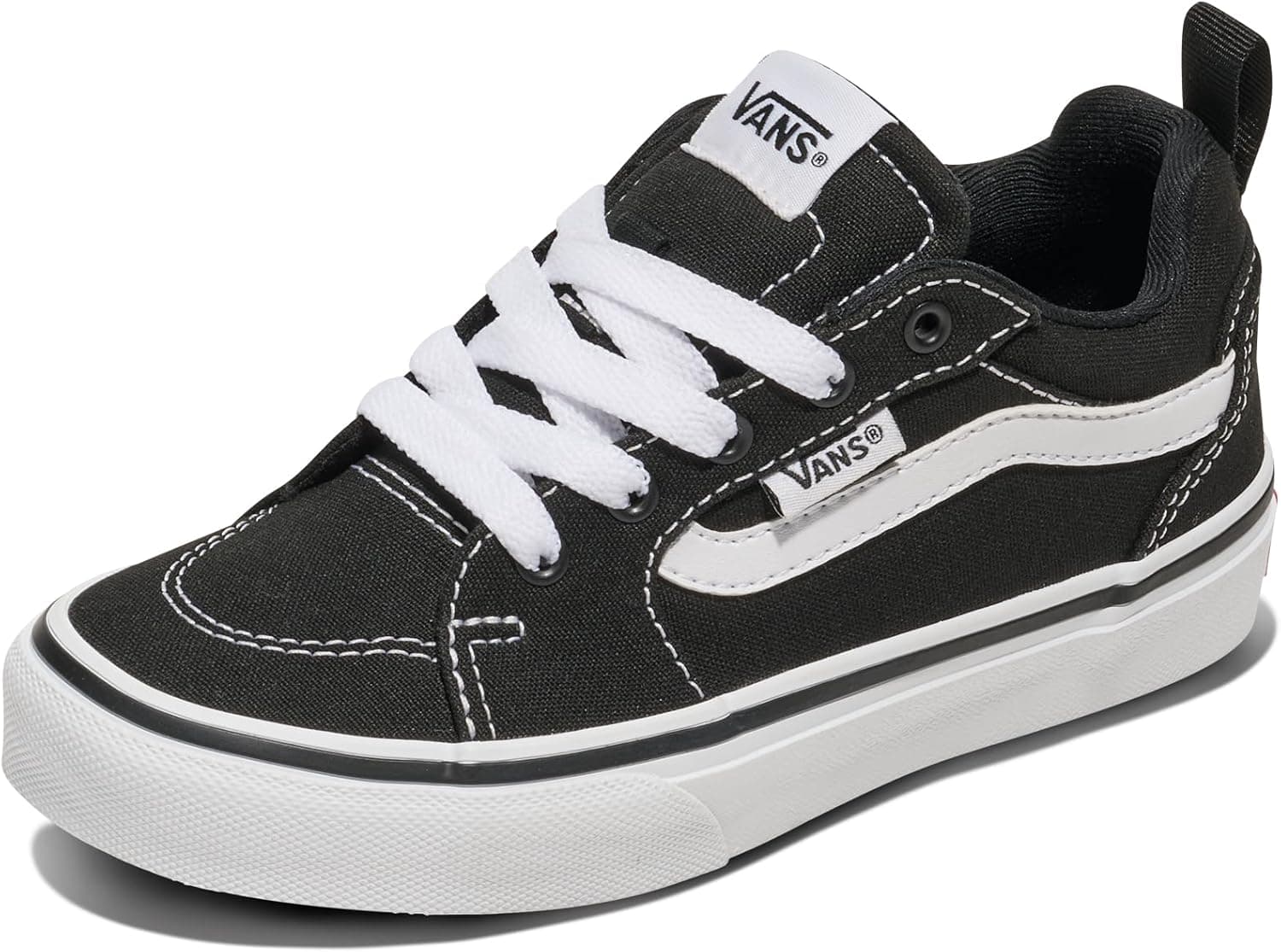 Vans Unisex-Child Filmore Shoe | Low-top Fashion Sneakers for Boys & Girls, School & Everyday Wear 13.5 Little Kid Canvas Black/White - Image 2