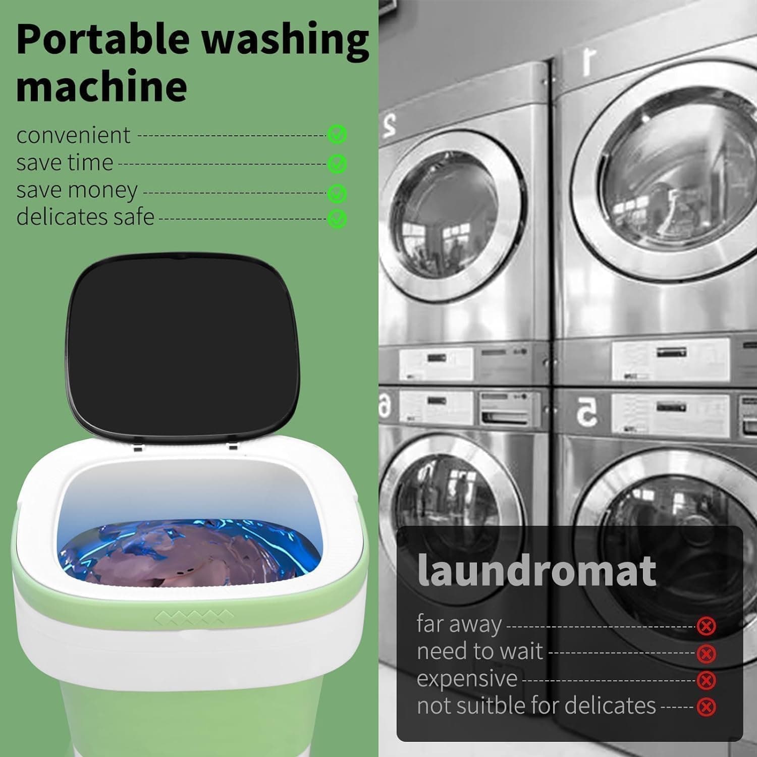 Portable Washing Machine, 16L Upgraded Mini Laundry Machine with Spin Basket, 3 Cleaning Modes Suitable for Small Clothes, Foldable Design Ideal for Home, Campain, Hotel and Apartment - Image 5