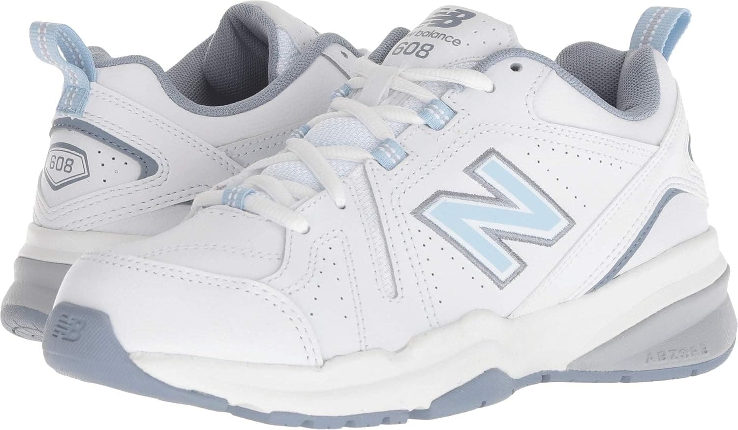 New Balance Women's 608 V5 Casual Comfort Cross Trainer 8.5 Wide White/Light Blue - Image 8