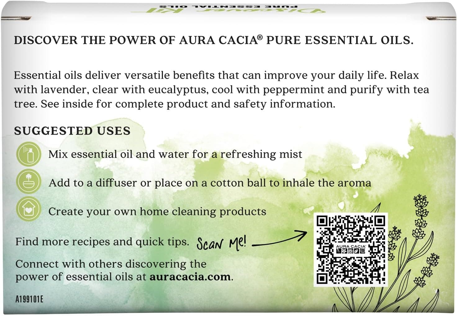 Aura Cacia Discover Essential Oils Kit, 4-Pack, Aceites de Lavanda, Eucalipto, Menta y Árbol de Té, Excelente Set de Inicio de Aceites Esenciales: Eucalipto/Lavanda/Menta/Árbol de Té - Image 3