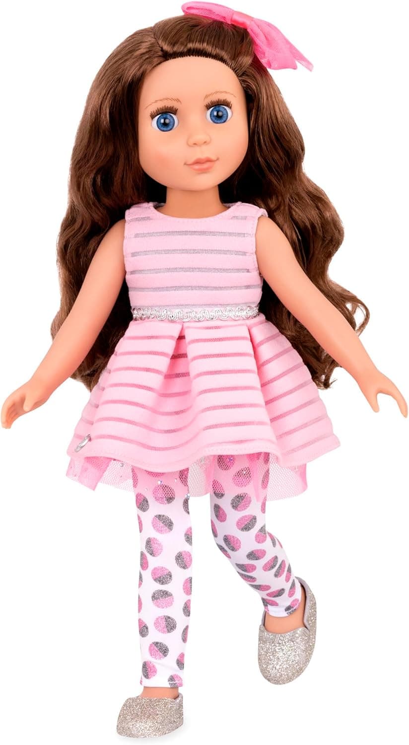 Glitter Girls – 14-Inch Fashion Doll – Brown Hair & Blue Eyes – Pink Dress, Glittery Shoes & Hairbow – Dolls for Girls 3+ Years – Bluebell - Image 2