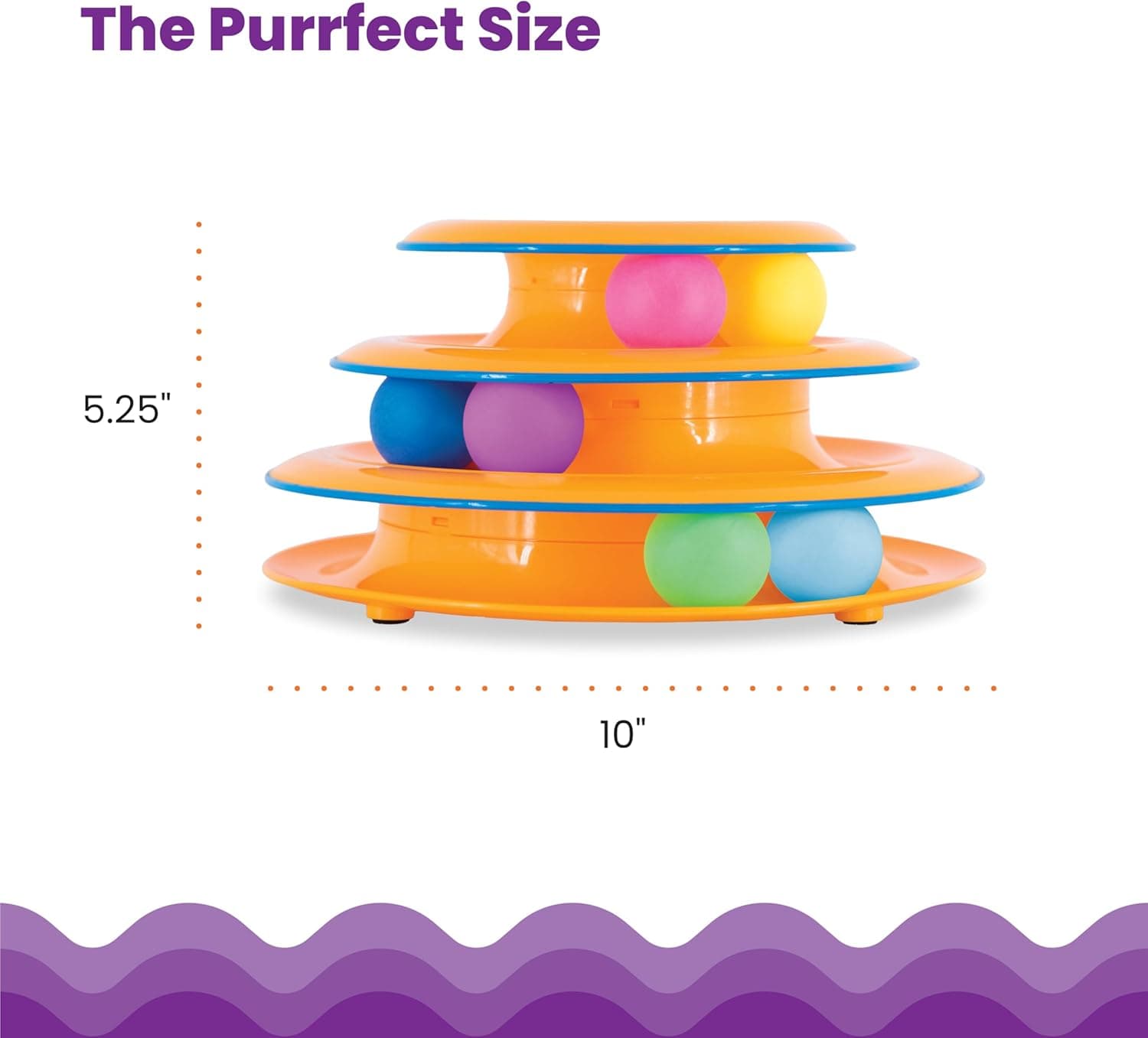 Catstages Torre de Pistas Juguete para Gatos de 3 Niveles con 6 Pelotas, Juguete Interactivo para Gatos de Interior, Naranja - Image 6