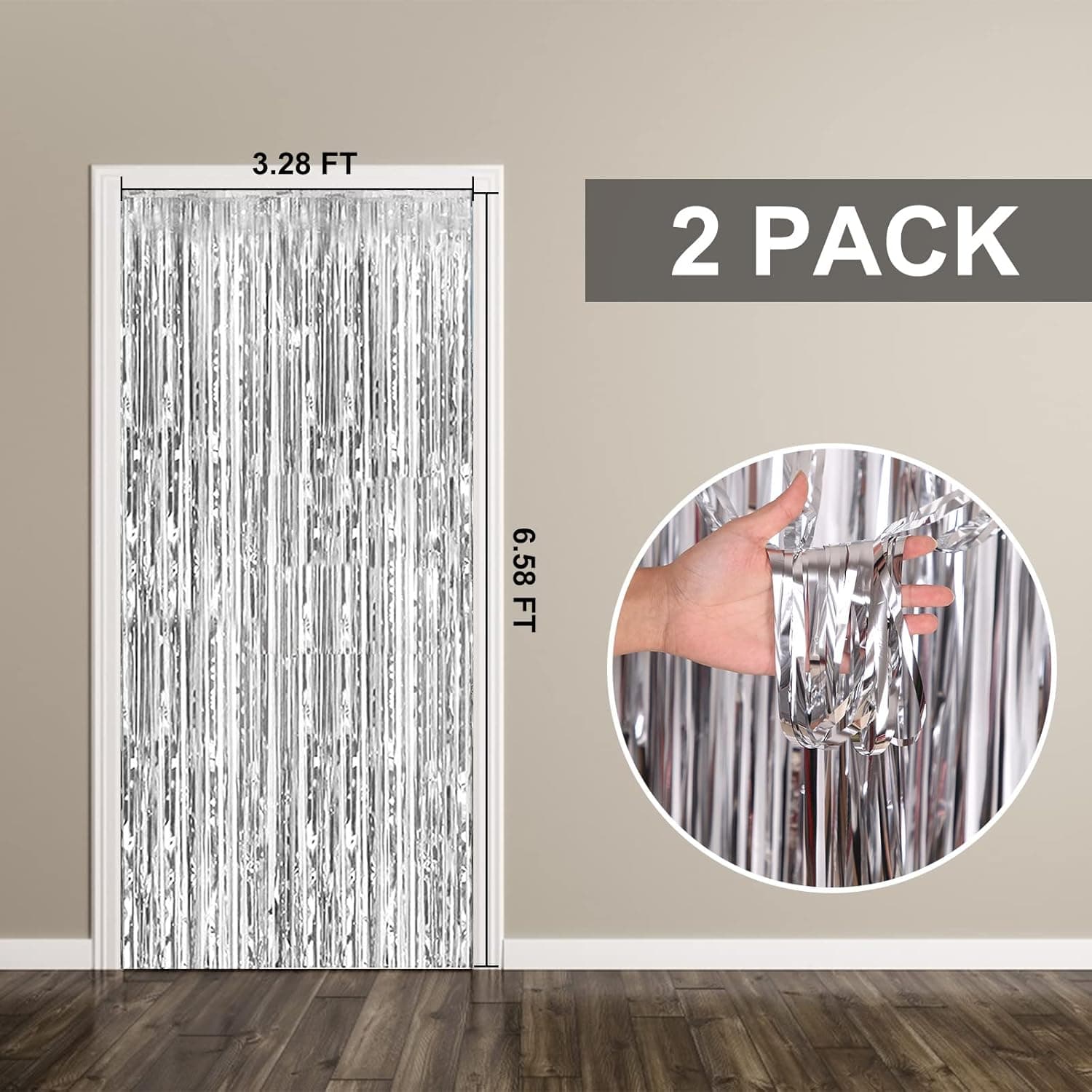 2 Pack Foil Curtain Backdrop Silver Metallic Tinsel Foil Fringe Curtains Photo Booth Props for Birthday Wedding Engagement Baby Shower Bachelorette Christmas Holiday Celebration Party Decorations - Image 7