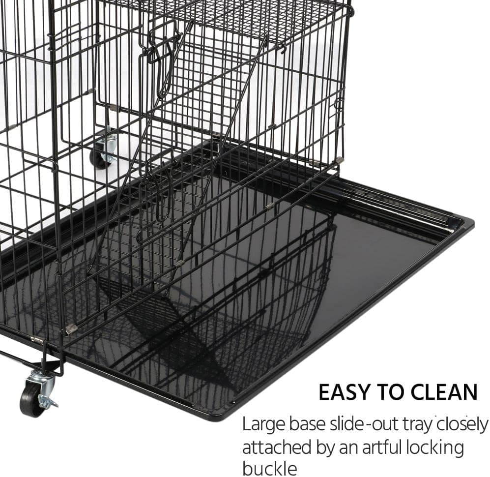 Yaheetech 49'' Collapsible Cat Cage 4-Tier Metal Cat Kennel Ferret Enclosure Chinchilla Cage with Rotating Casters/Ramp/Ladders/Hammock for Indoor Kitten - Image 7
