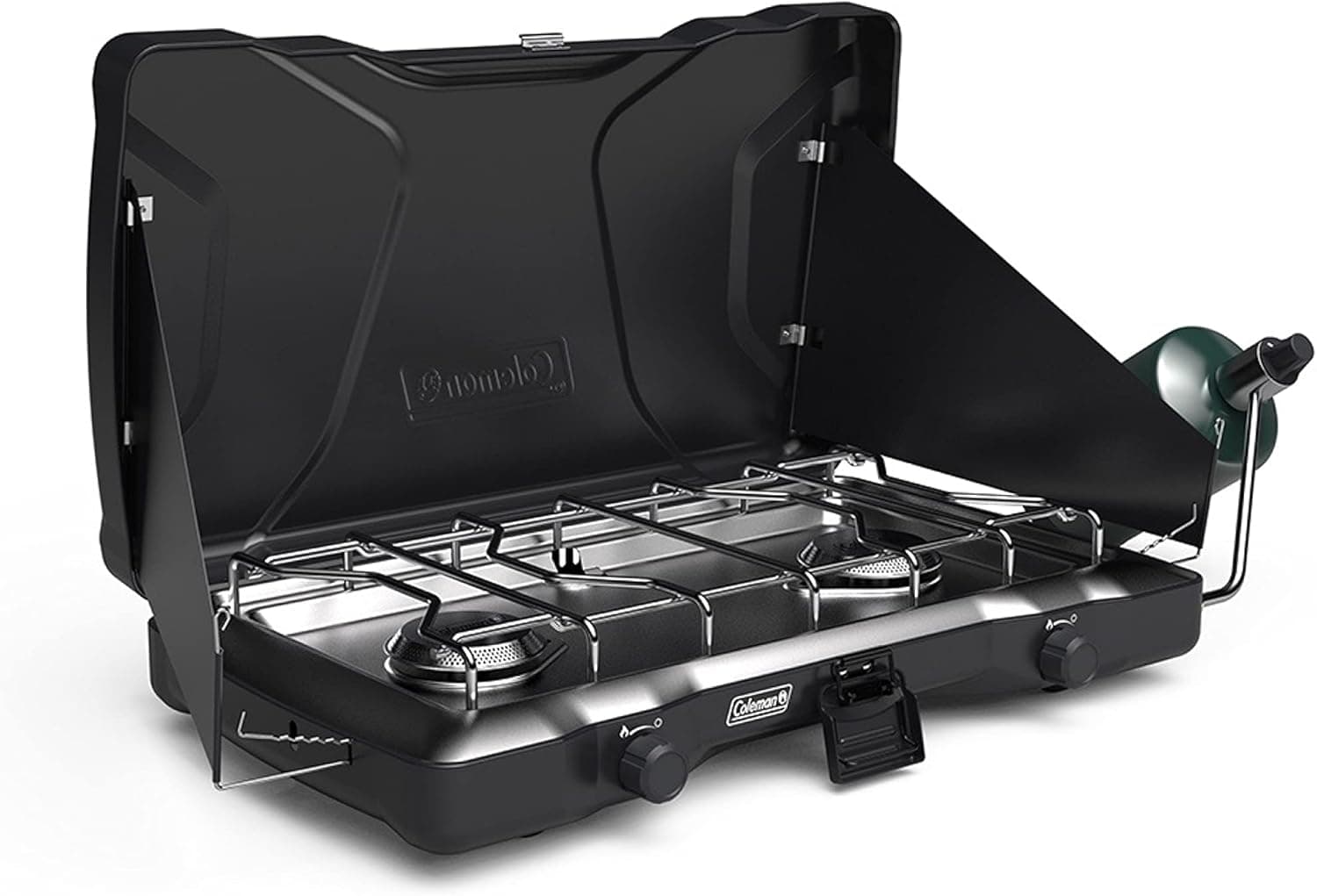 Coleman Triton 2-Burner Propane Stove, Portable Camping Cooktop with 2 Adjustable Burners & Wind Guards, 22,000 BTUs of Power for Camping, Tailgating, Grilling, BBQ, & More Matte Black - Image 2