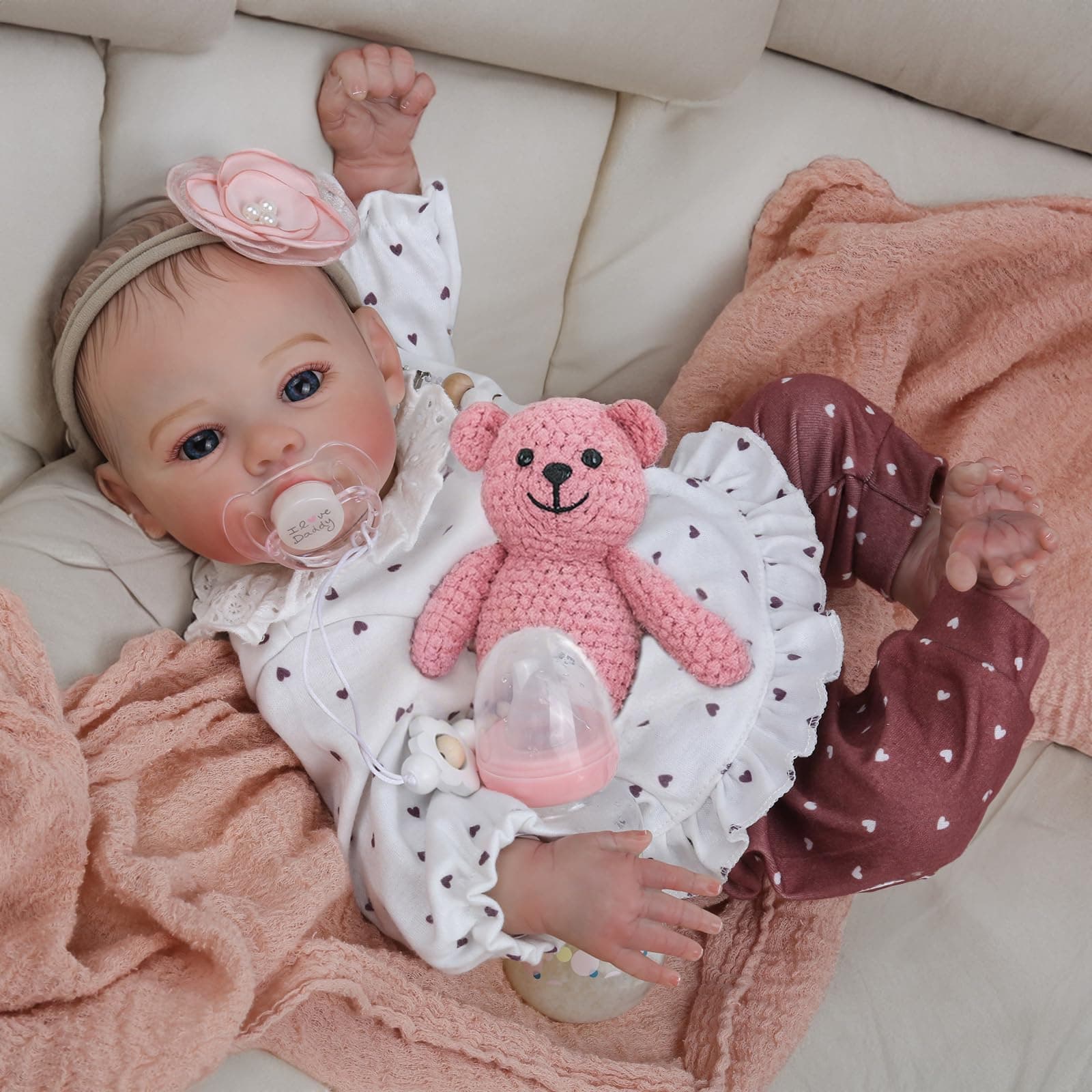 Reborn Baby Dolls - 18 Inch Realistic Baby Doll Girl, Real Life Baby Dolls with Cute Soft Vinyl Body, Real Baby Doll Newborn Lifelike Baby Gift with Accessories for 3+ Years Old Kids Isadora
