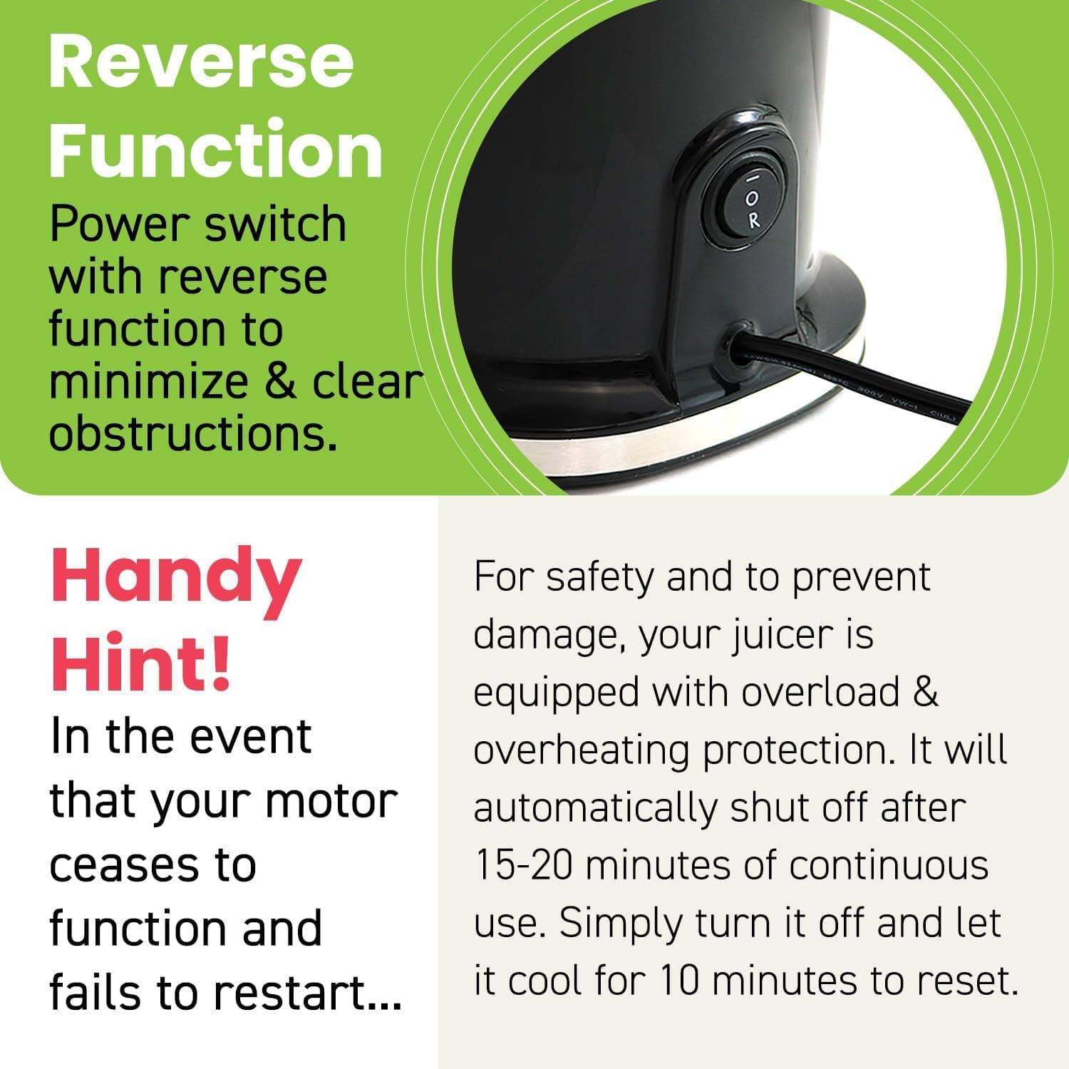 Elite Gourmet EJX017 Whole Fruit 3” Feeding Chute, Dynamic Masticating Slow Juicer, High Yield Cold Press Juice Extractor, Nutrient and Vitamin Dense, Easy to Clean, 27 oz Juice Cup, Black Black 27 ounce - Image 7