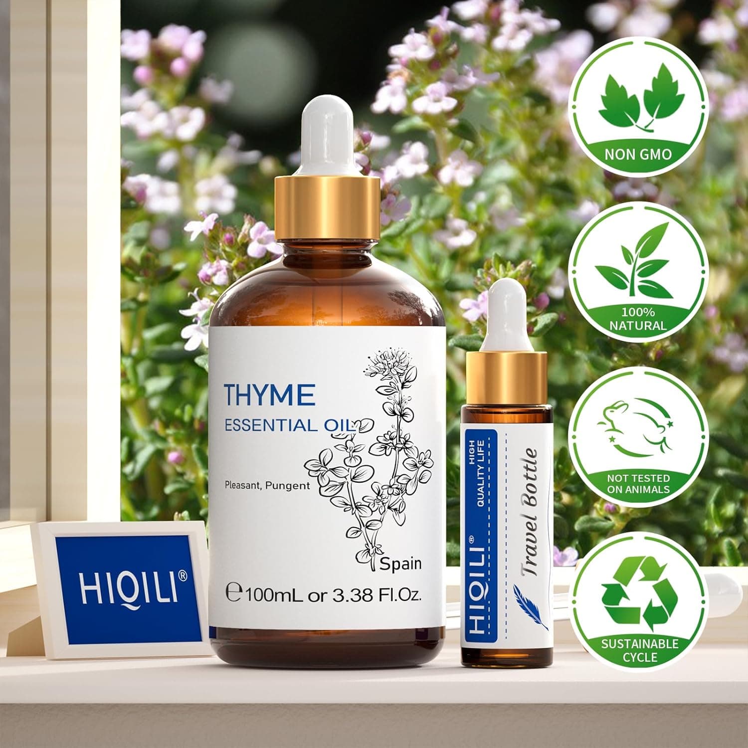 HIQILI 3.38 Fl Oz Thyme Essential Oil, 100% Pure Undiluted for Hair, Skin, Diffuser, Aromatherapy, Includes 10ML Travel Bottle - 100ML Thyme 3.38 Fl Oz (Pack of 1) - Image 9