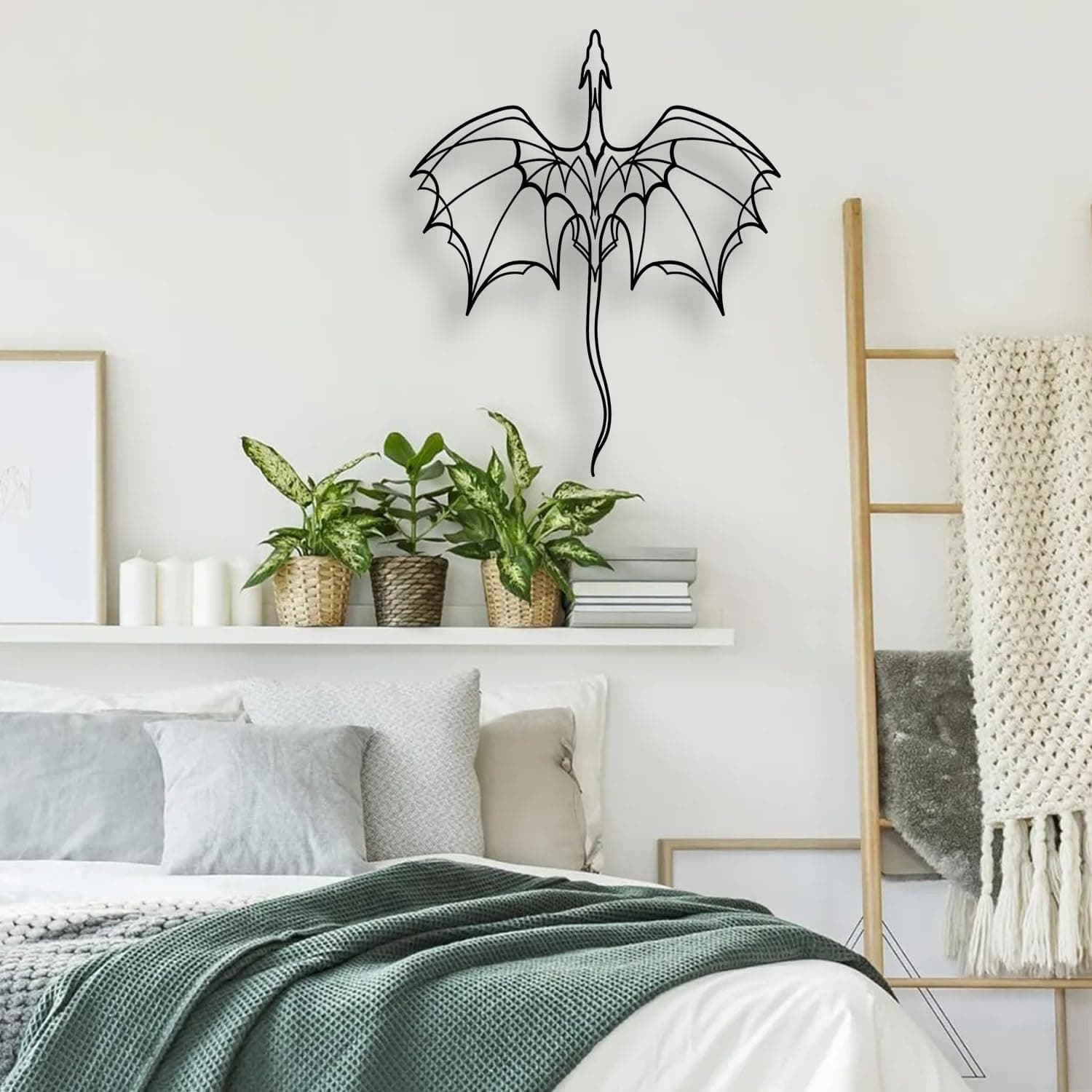 LIYOUYA Fantasy Dragon Metal Wall Decor - Black Simple Lines Dragon Wall Art Home Decor for Living Room, Bathroom, Bedroom, Dining Room, Porch, Farmhouse (Black) - Image 7