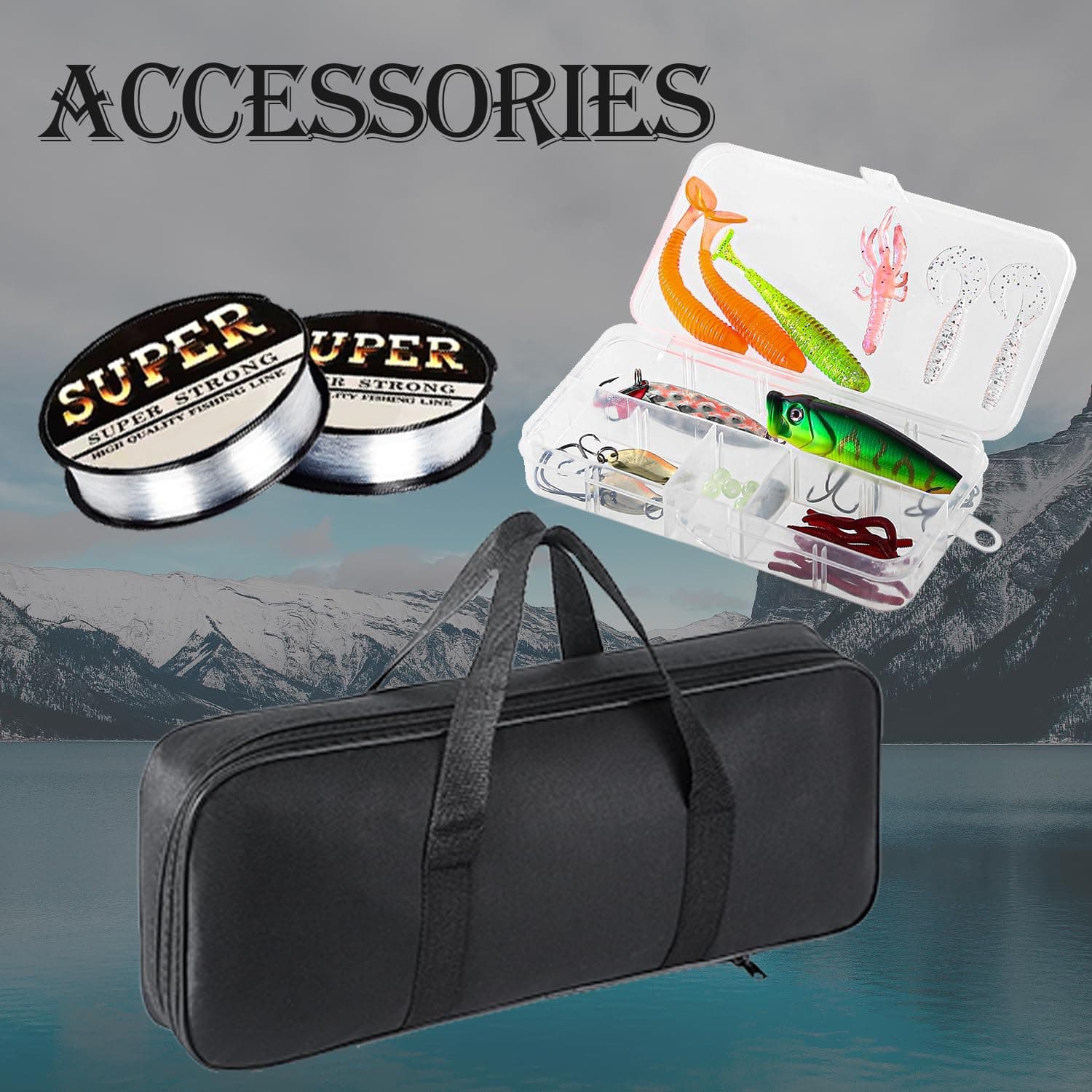 Fishing Rod, 6.9ft 2Pcs Telescopic Fishing Rods Set, Carbon Fiber Fishing Pole, 2PCS Spinning Rod and Reel Combo with Carrier Bag Freshwater Fishing Rod and Reel Combos Kits Fishing Gear 2PCS Fishing Combo - Image 7