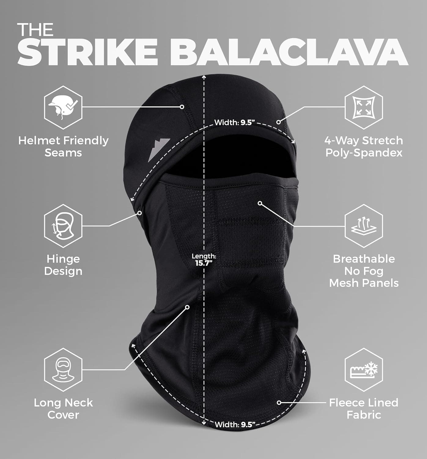 Balaclava Ski Mask - Winter Face Mask for Men & Women - Cold Weather Gear for Skiing, Snowboarding & Motorcycle Riding One Size Black - Image 3
