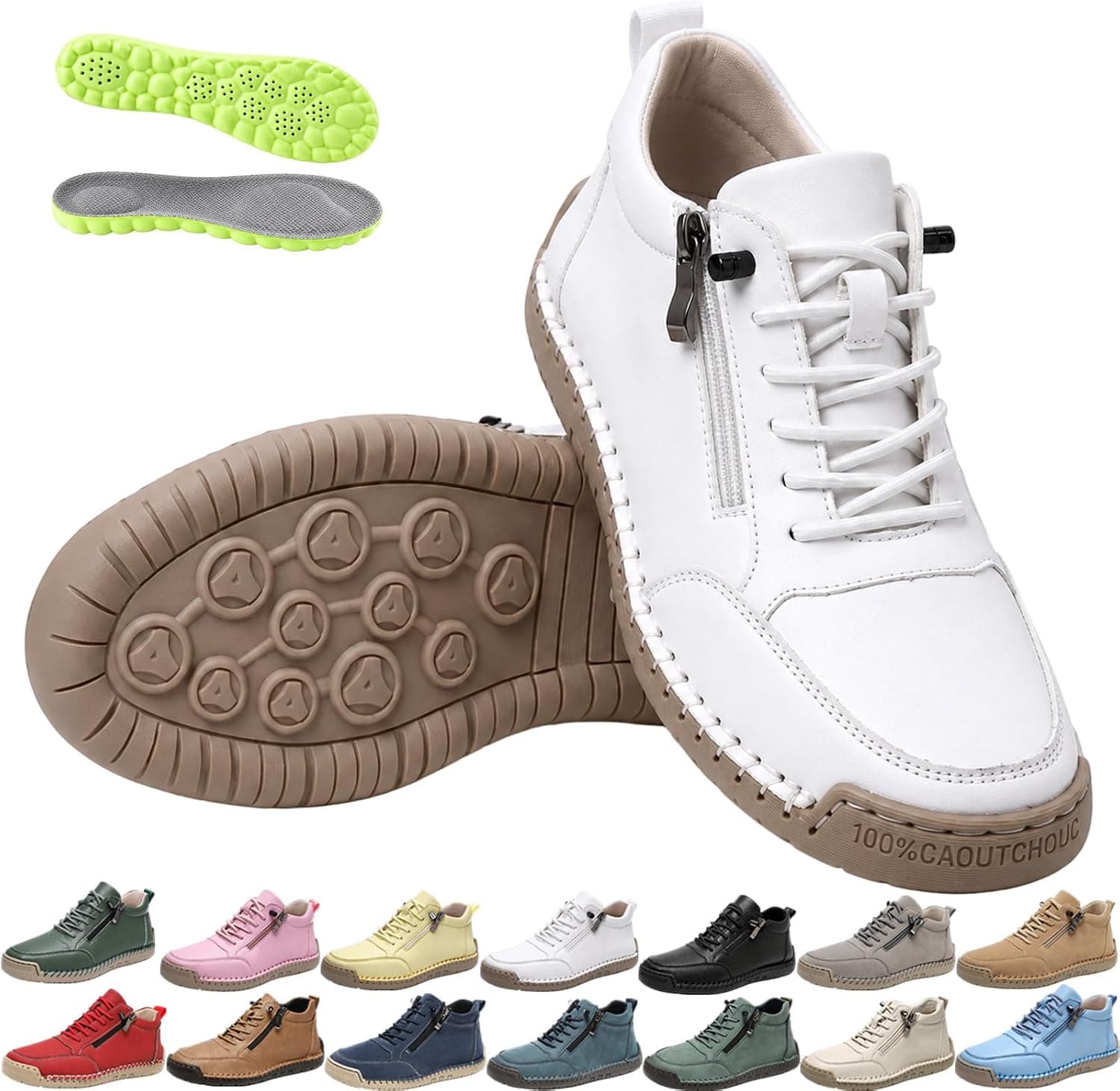 Amazon.com | Women's Handmade Urban Comfortable Orthopedic Zipper Sneakers (9.5,#B) | Women's Orthopedic Casual Leather Boots - Wide Toe, Arch Support, Waterproof, Pressure Relief for Everyday & Travel | Fashion Sneakers