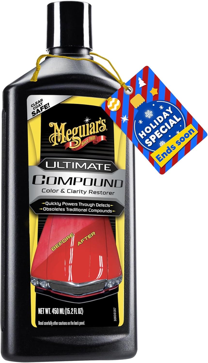 Meguiar’s Ultimate Compound, Pro-Grade Car Scratch Remover for Paint Correction, Removes Swirls and Defects While Restoring Gloss and Shine, Christmas Gifts for Car Guys, 15.2 Oz - Image 2