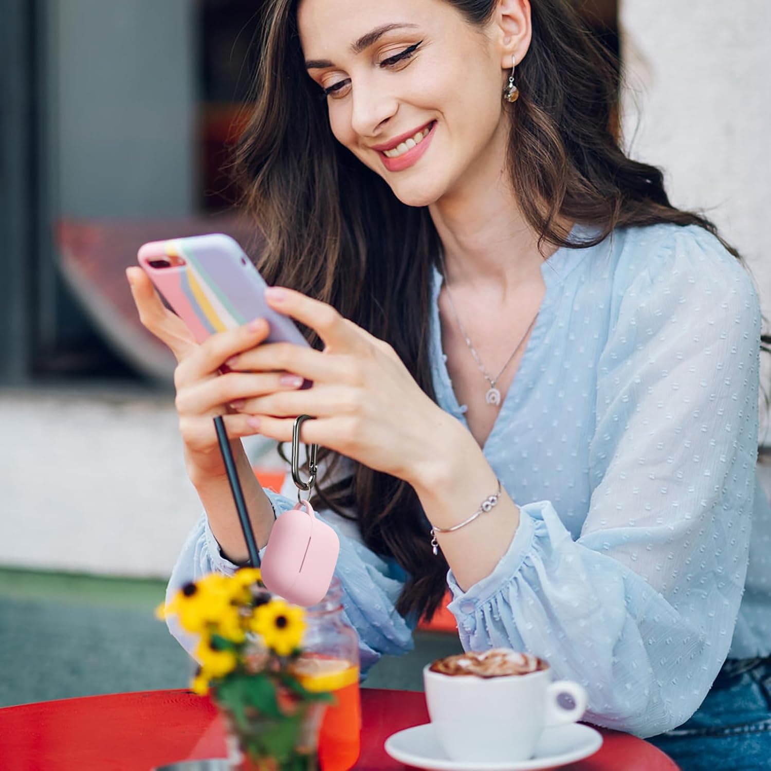 for Airpods 4th Generation Case Cover(2024),Soft Silicone Full Protective Case for AirPods 4 Case with Keychain & Cleaner Kit,Compatible with Apple Airpods 4 for Women,Men（Lightpink） - Image 5