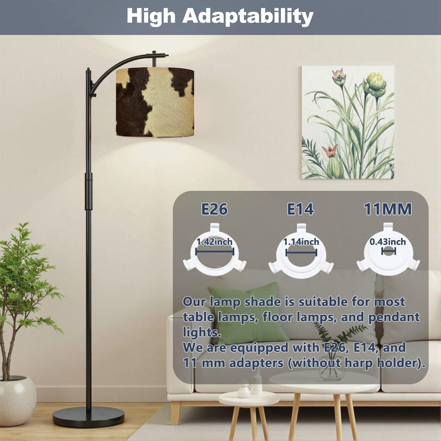 Drum Lamp Shades Set of 2 Real Cowhide Beautiful white brown cowhide Close up cow Lampshades for Floor Lamps Table Lamps Pendant Light 11"x8.9" Large Replacement Linen Lampshade 8.9"x11"-2 Pack Color1 - Image 4