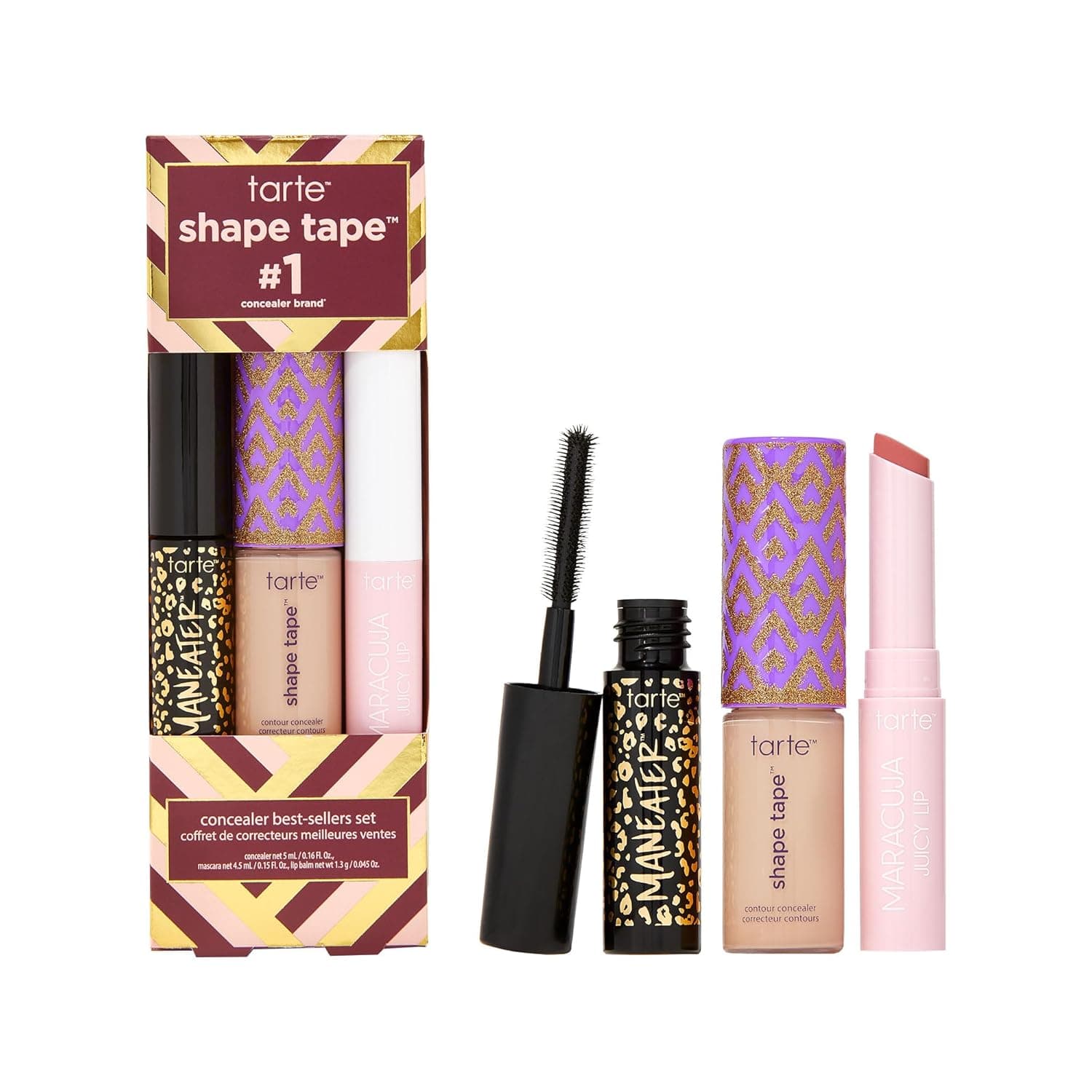 tarte shape tape best-sellers set – Shape Tape Concealer, Hydrating Lip Gloss Balm & Mascara for Curl, Volume & Length, Longwear, Cruelty Free 29N light-medium & rose - Image 2